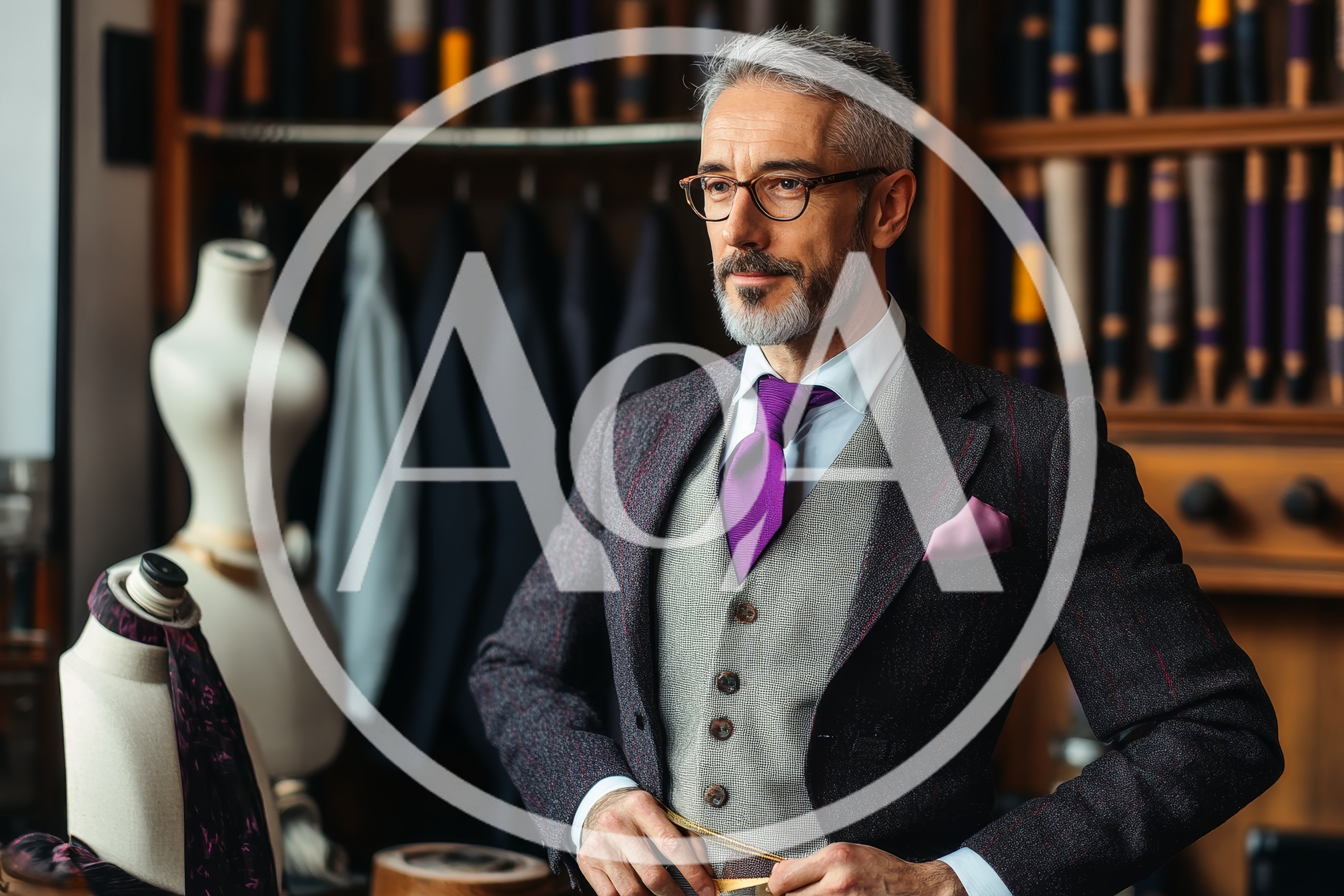 Sophisticated Tailor Standing In His Bespoke Clothing Workshop