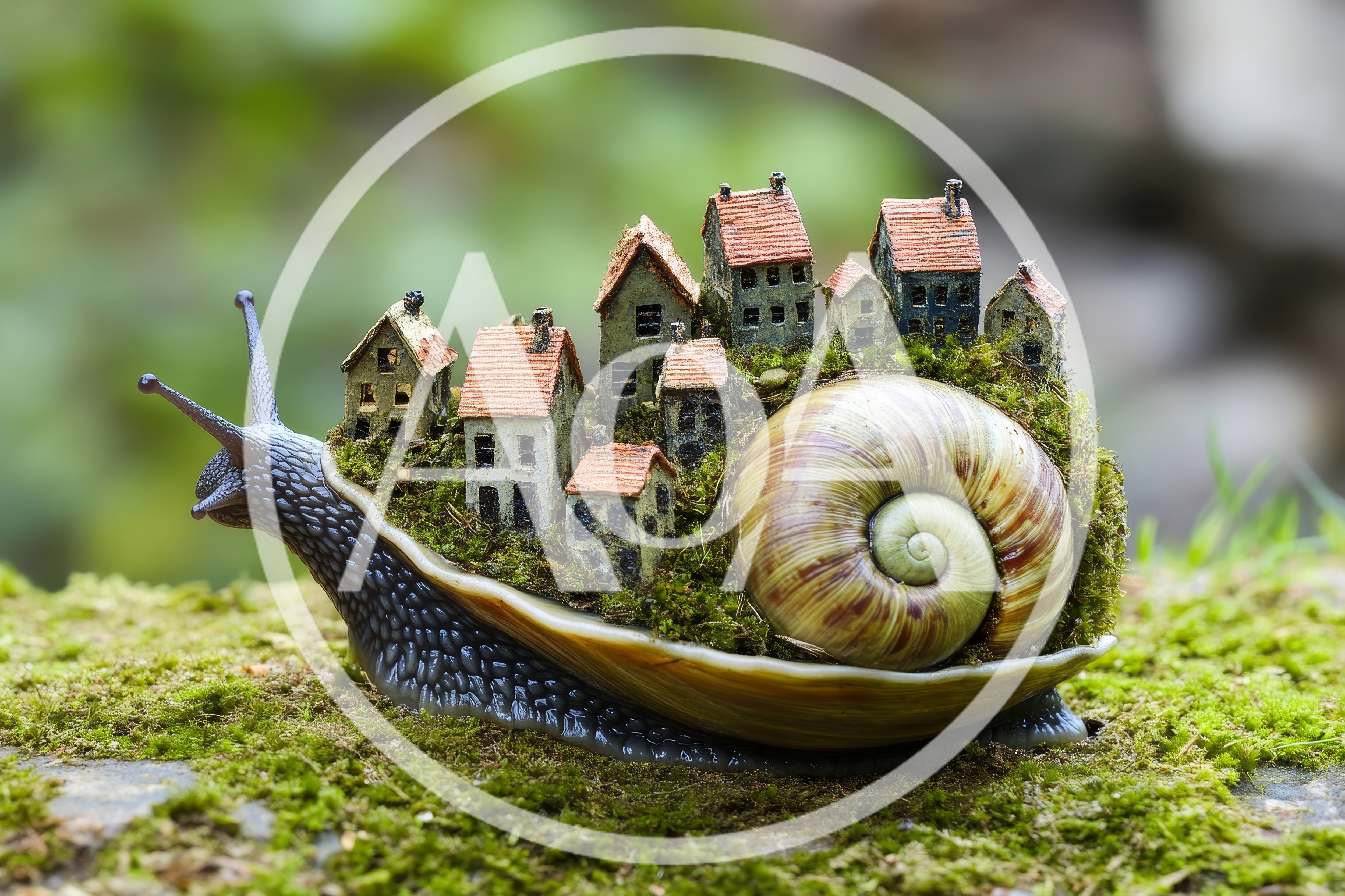 Miniature Village Built On A Snail Shell