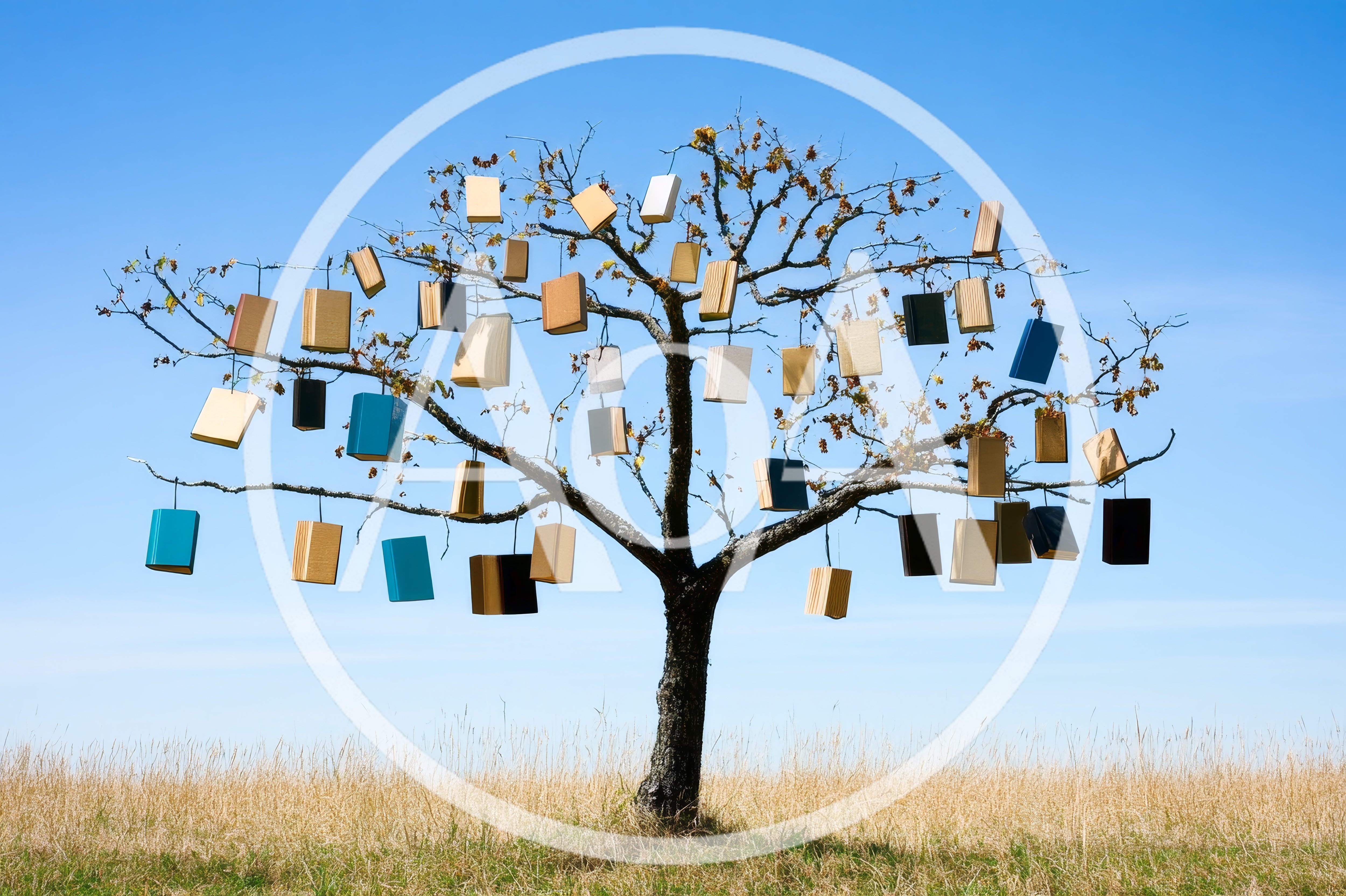 Books Hanging From Branches Of A Tree