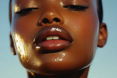 Close Up Portrait Of A Woman With Glowing Skin