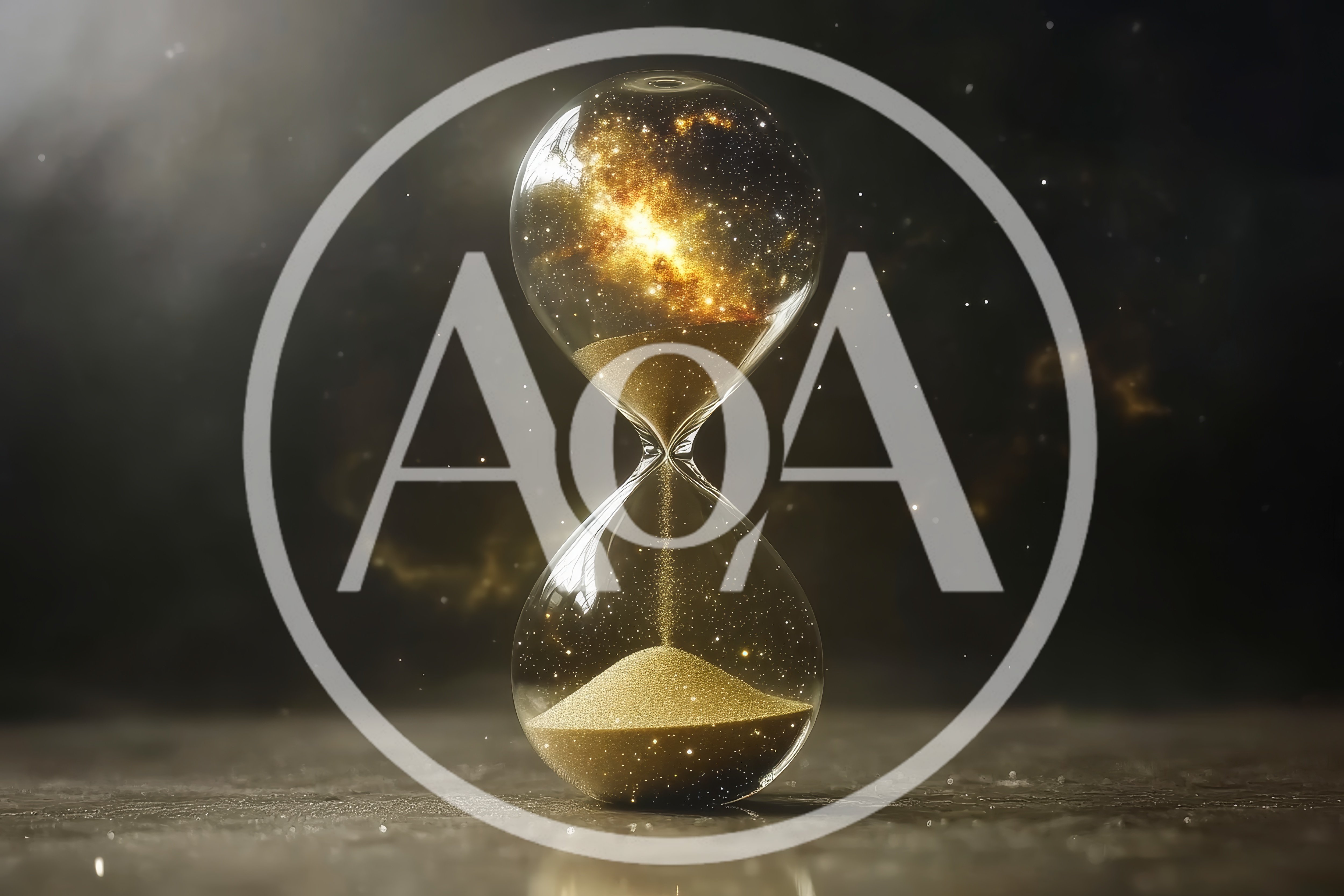 Hourglass Containing A Glowing Galaxy And Golden Sand