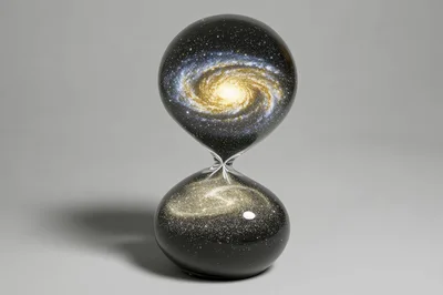 Surreal Hourglass Containing A Glowing Spiral Galaxy