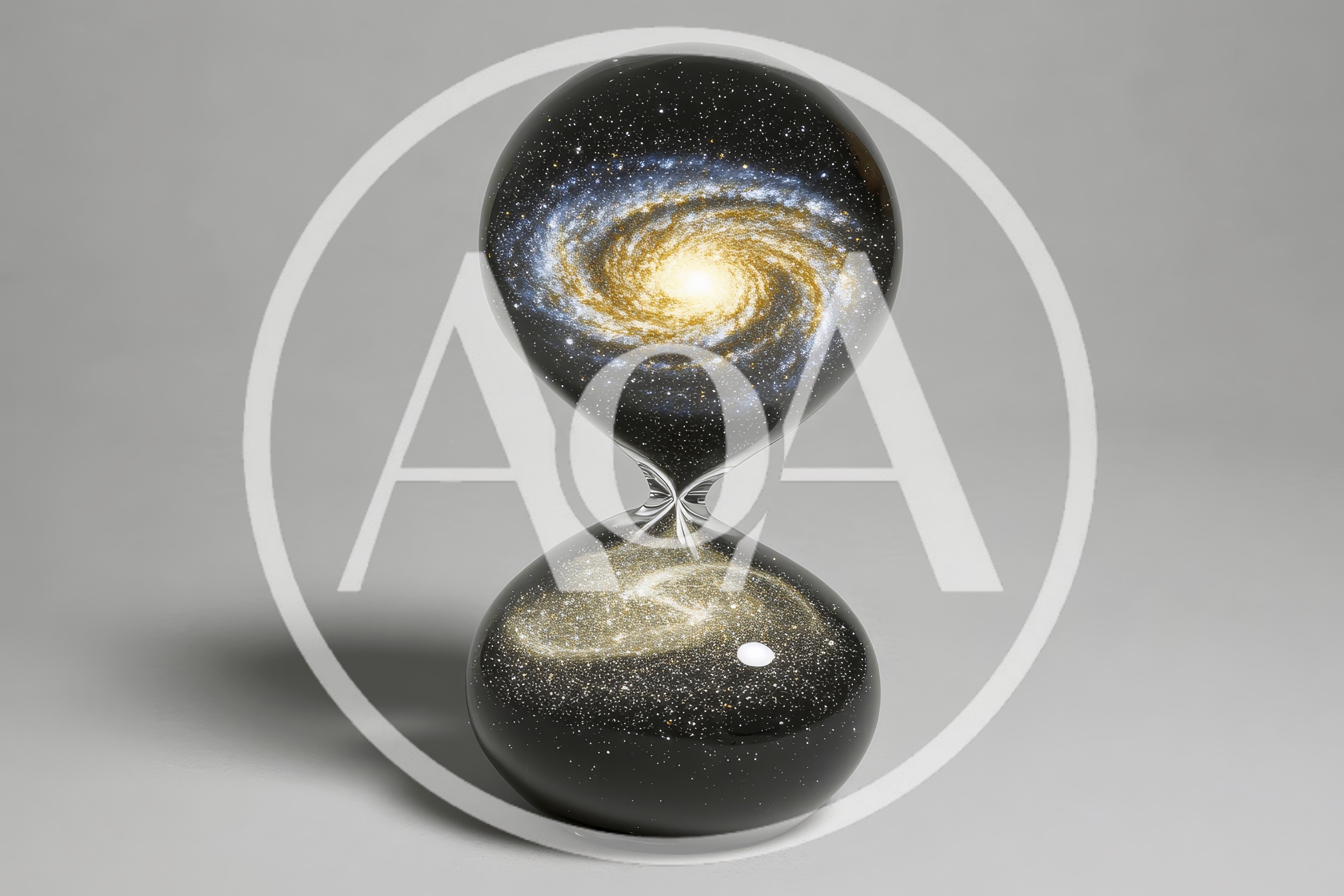 Surreal Hourglass Containing A Glowing Spiral Galaxy