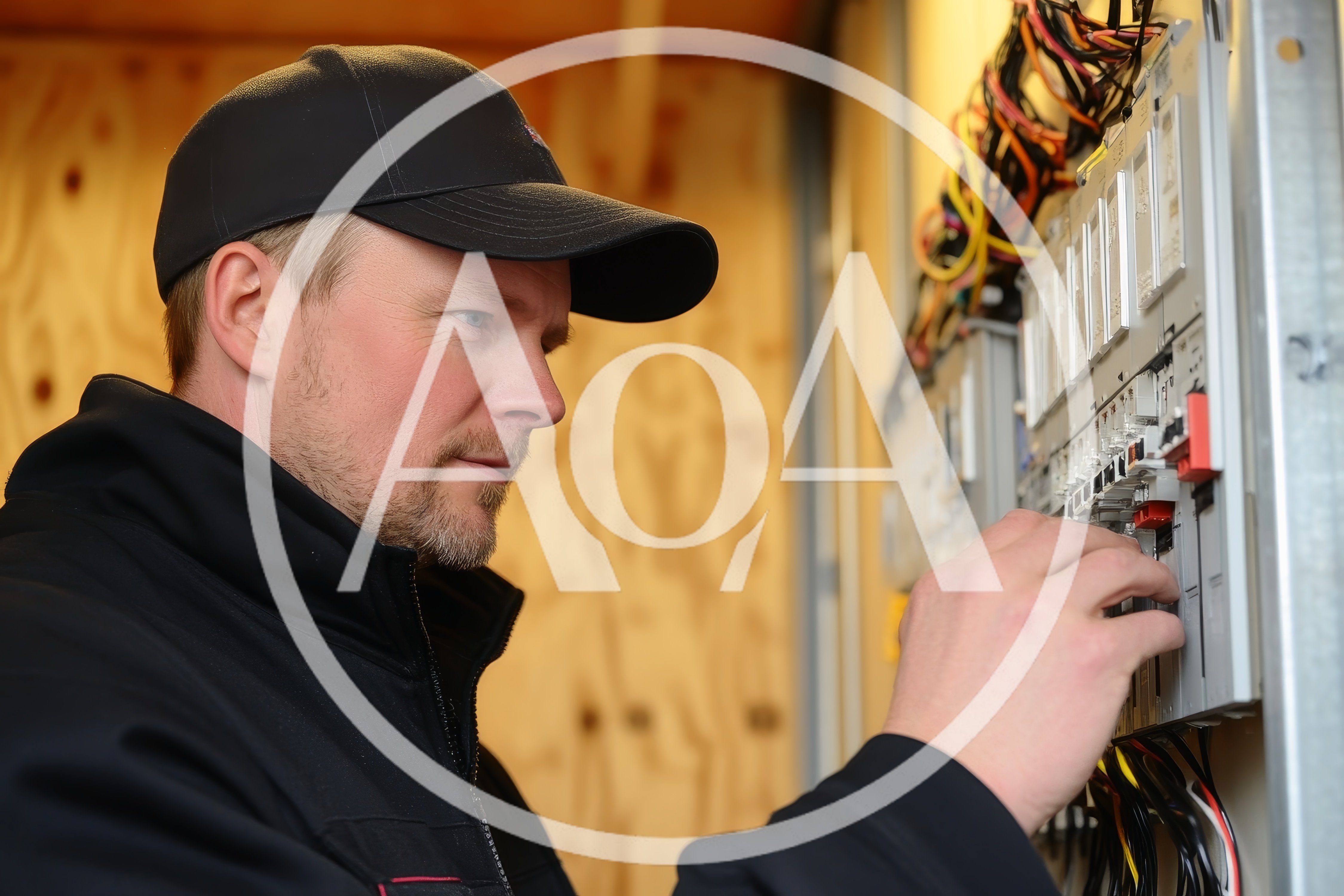 Electrician Inspecting Electrical Distribution Panel
