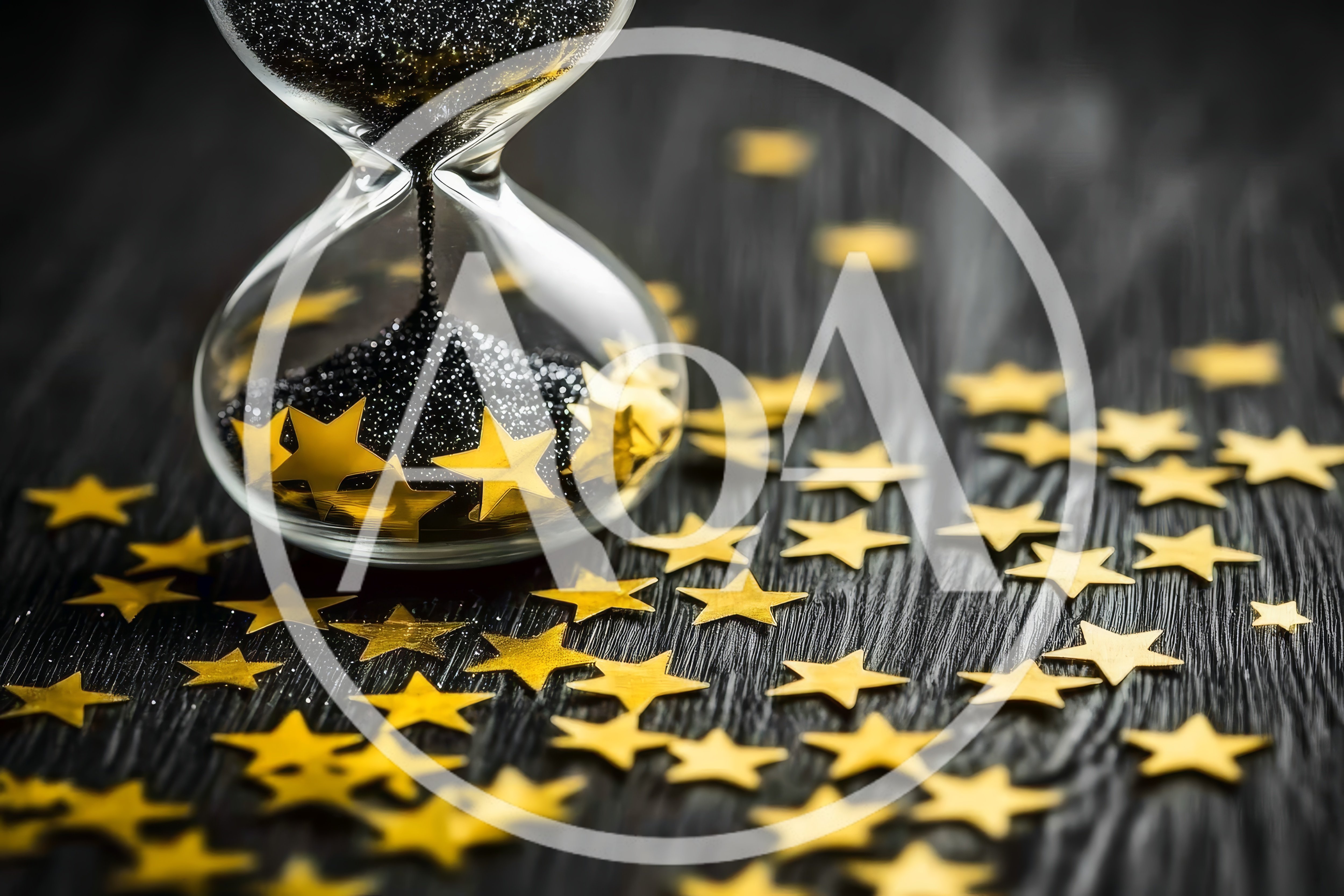 Hourglass With Black Sand And Gold Star Confetti