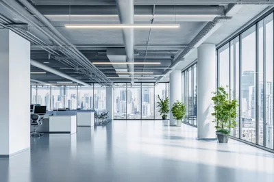 Modern Open Plan Office Interior With City View