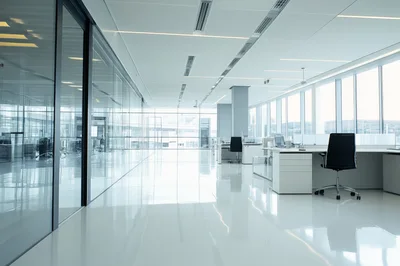 Modern Open Plan Office Interior With Glass Walls