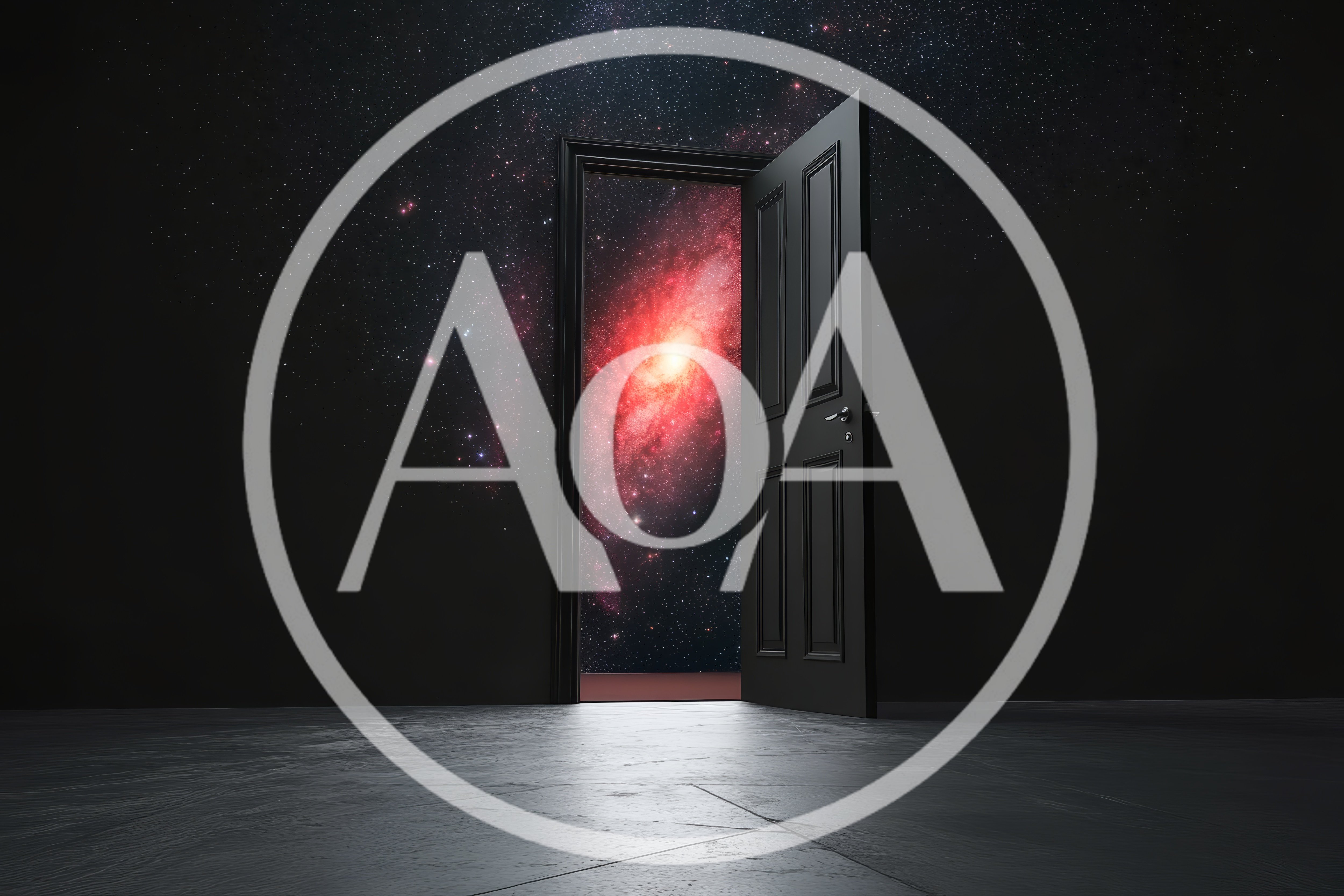 Open Door Revealing A Glowing Red Galaxy In Space