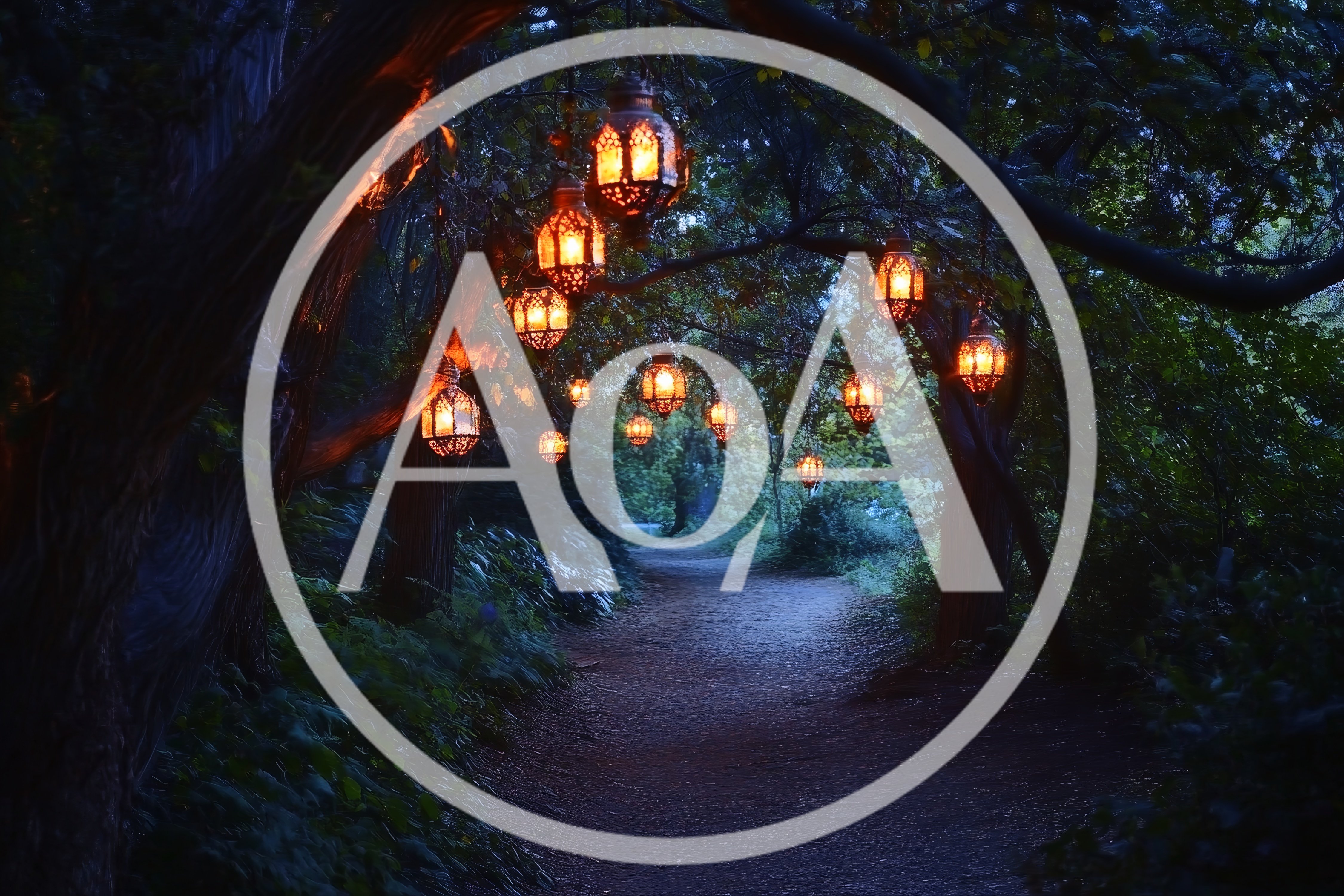 Enchanted Forest Path With Hanging Moroccan Lanterns