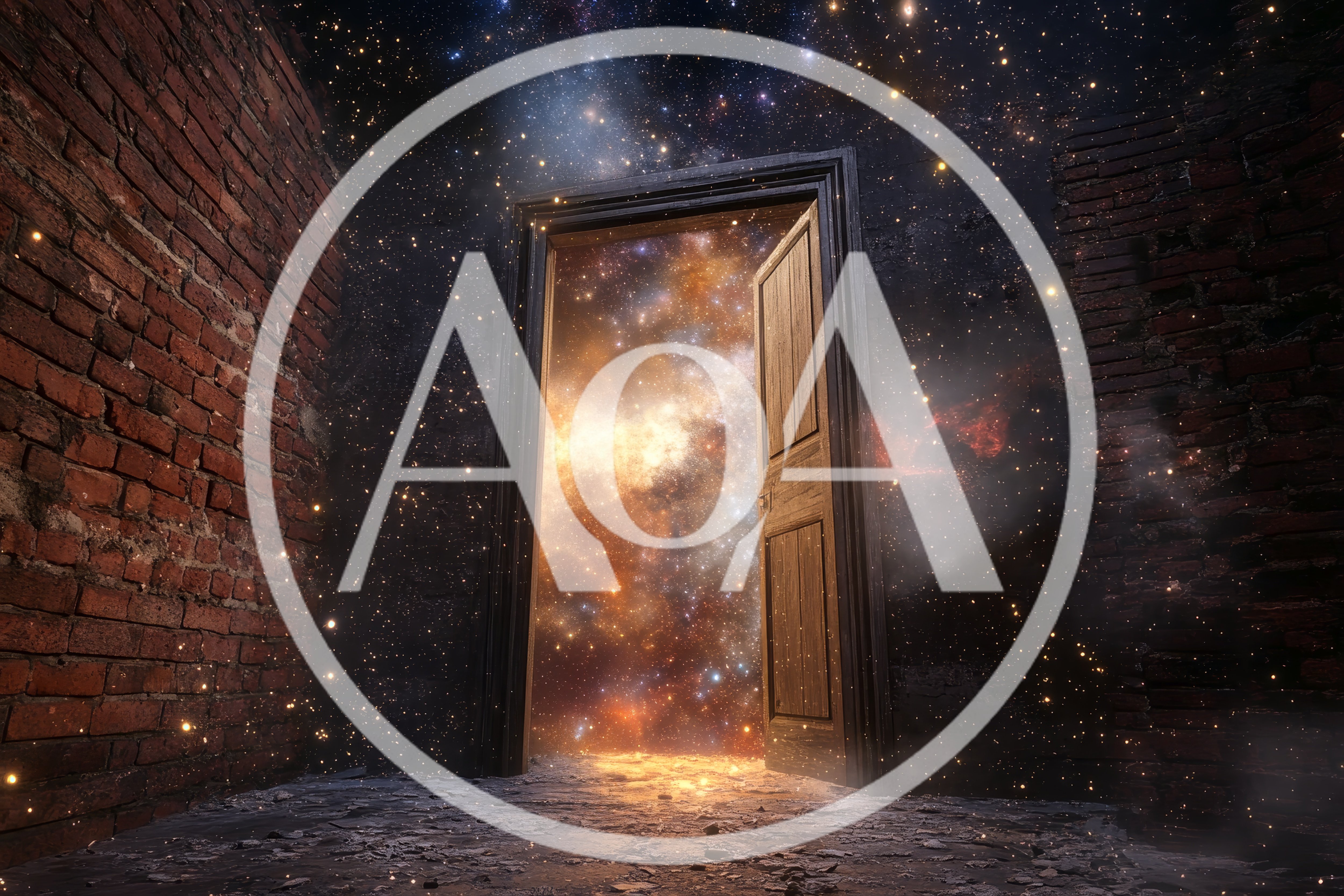 Open Doorway Revealing A Glowing Cosmic Nebula