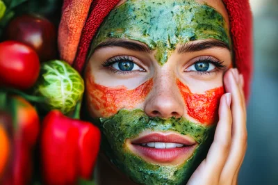 Young Woman Applying Natural Vegetable Face Mask
