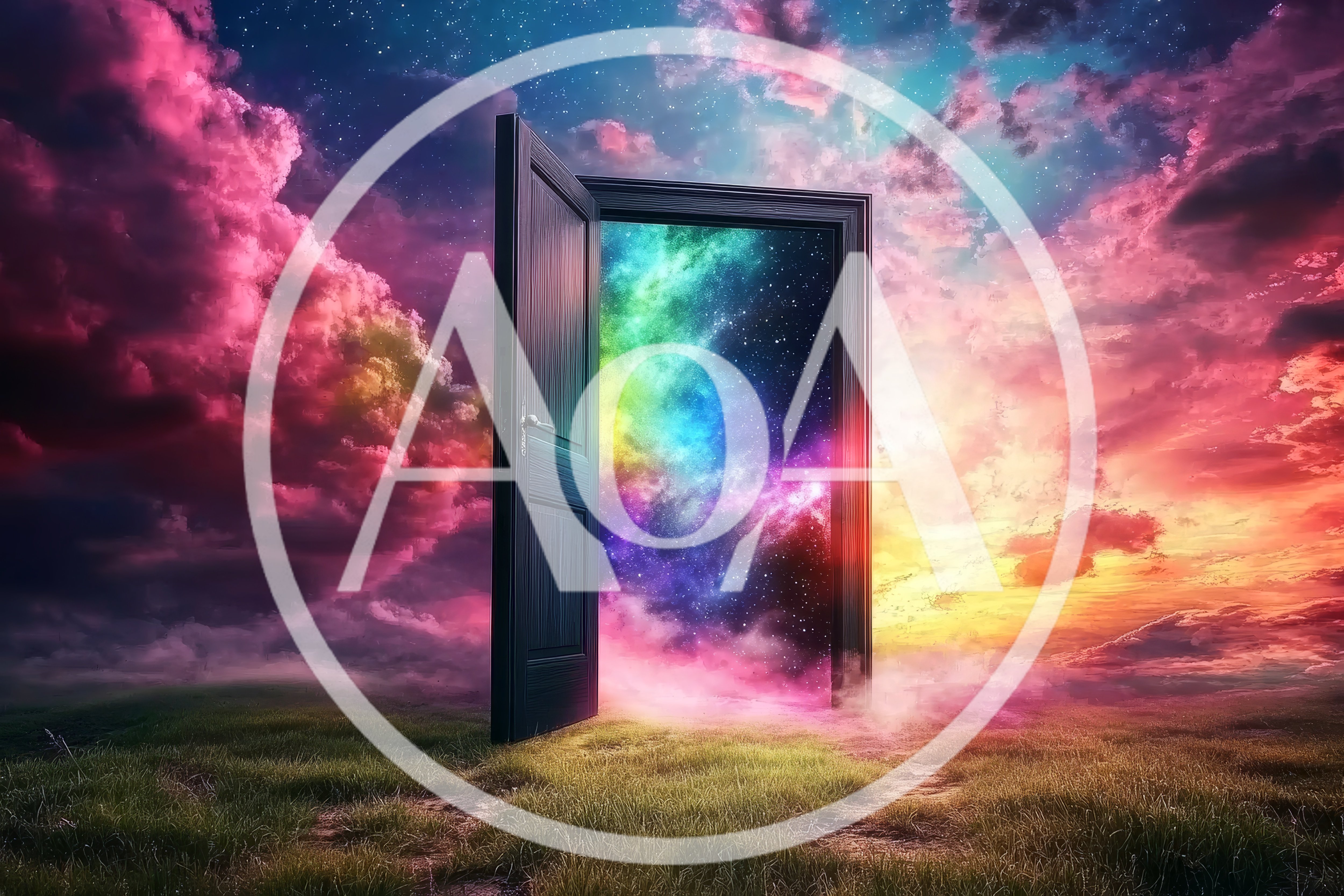Surreal Open Doorway Leading To A Vibrant Cosmic Galaxy