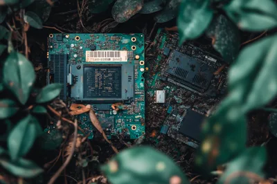 Discarded Electronic Circuit Boards In The Soil