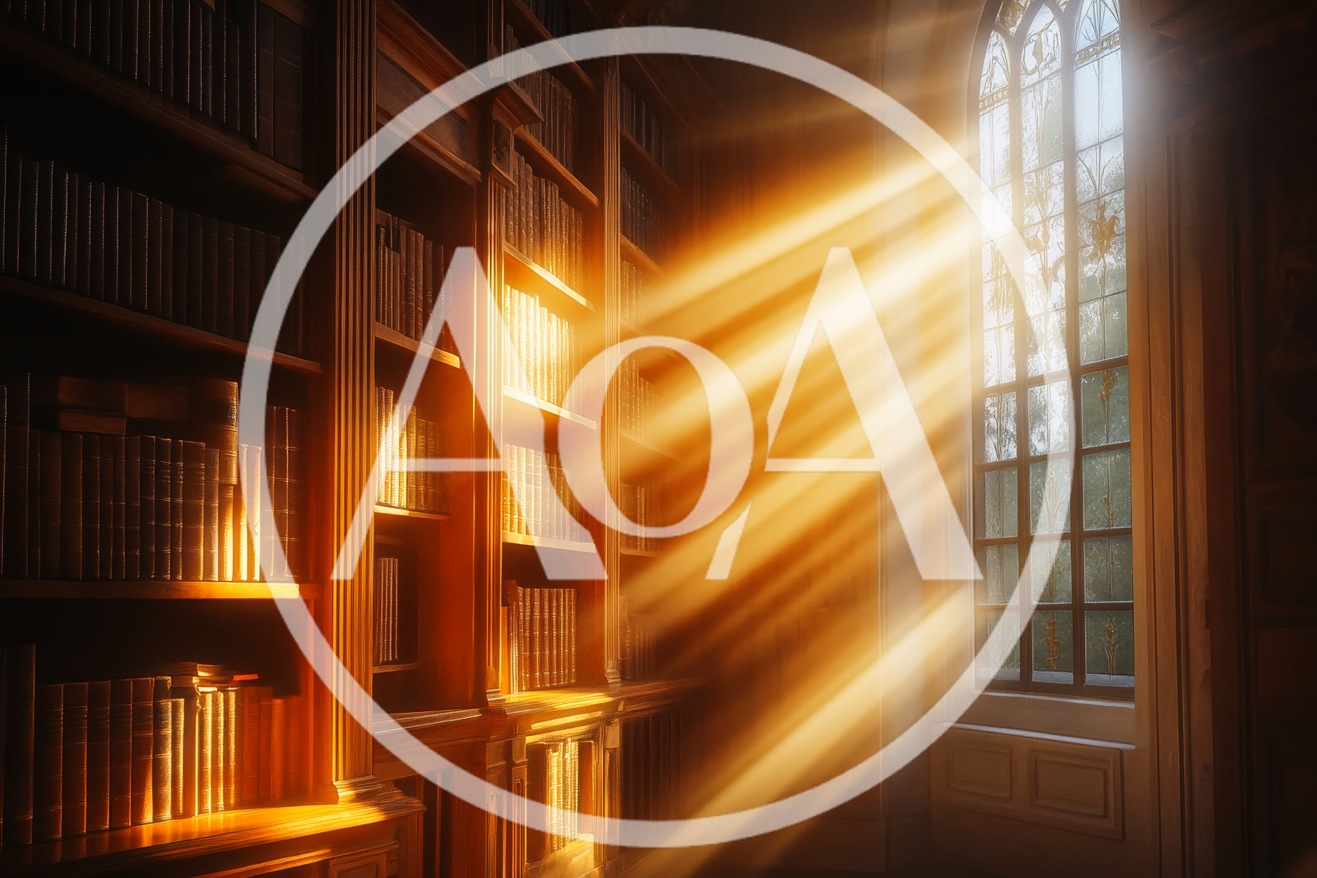 Sunlight Streaming Through Window Into Old Library