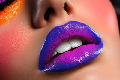 Extreme Close Up Of Vibrant Ombre Lipstick