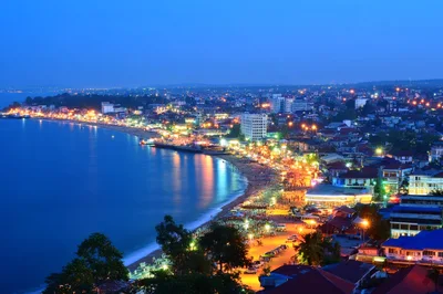 Aerial View Of Sihanoukville Beach At Twilight