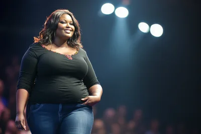 Confident Plus Size Woman Walking On Stage