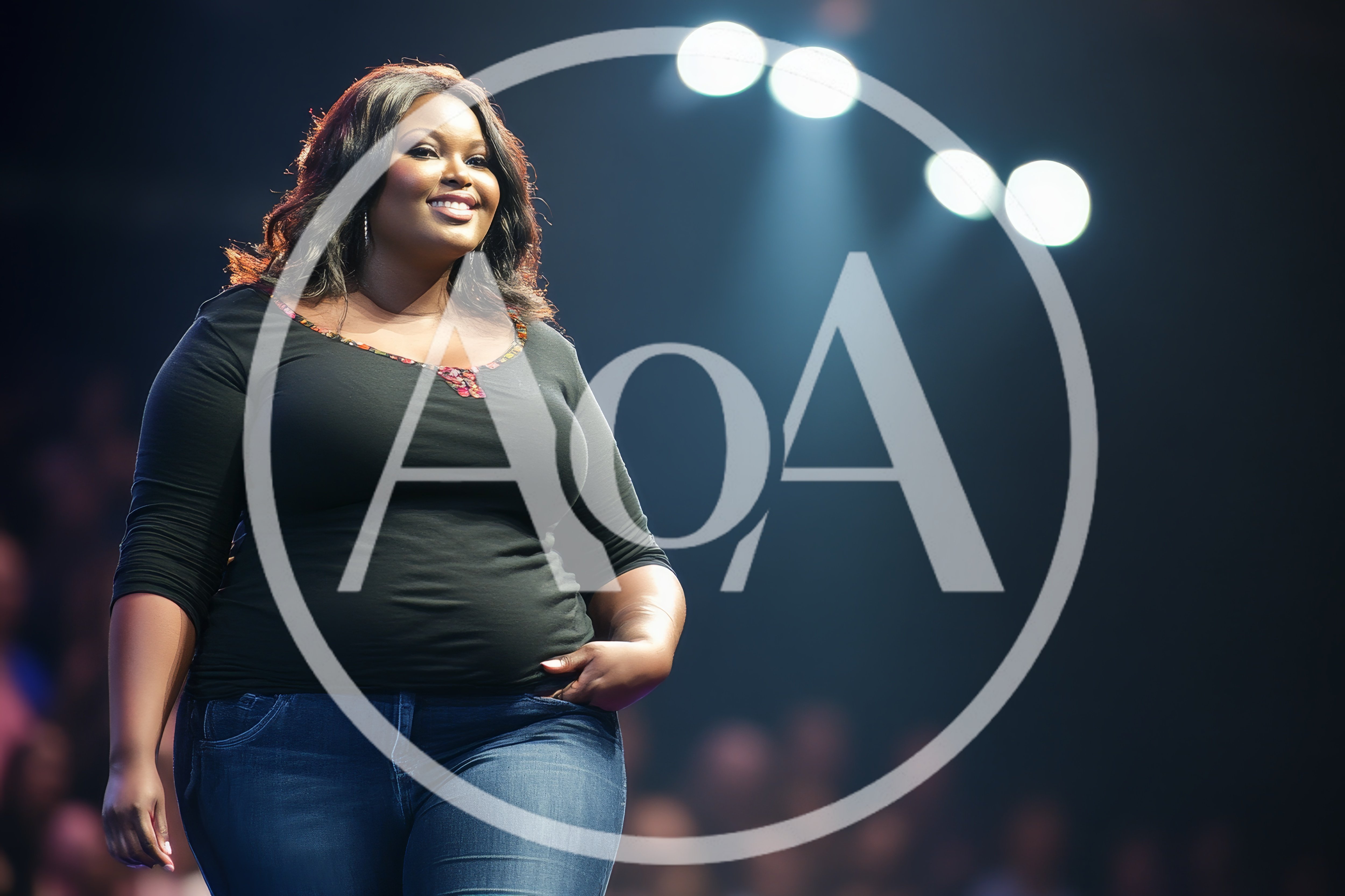 Confident Plus Size Woman Walking On Stage