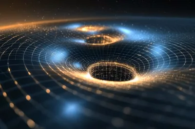 Abstract Visualization Of Gravitational Waves In Spacetime