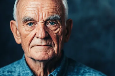 Portrait Of An Elderly Man With Blue Eyes