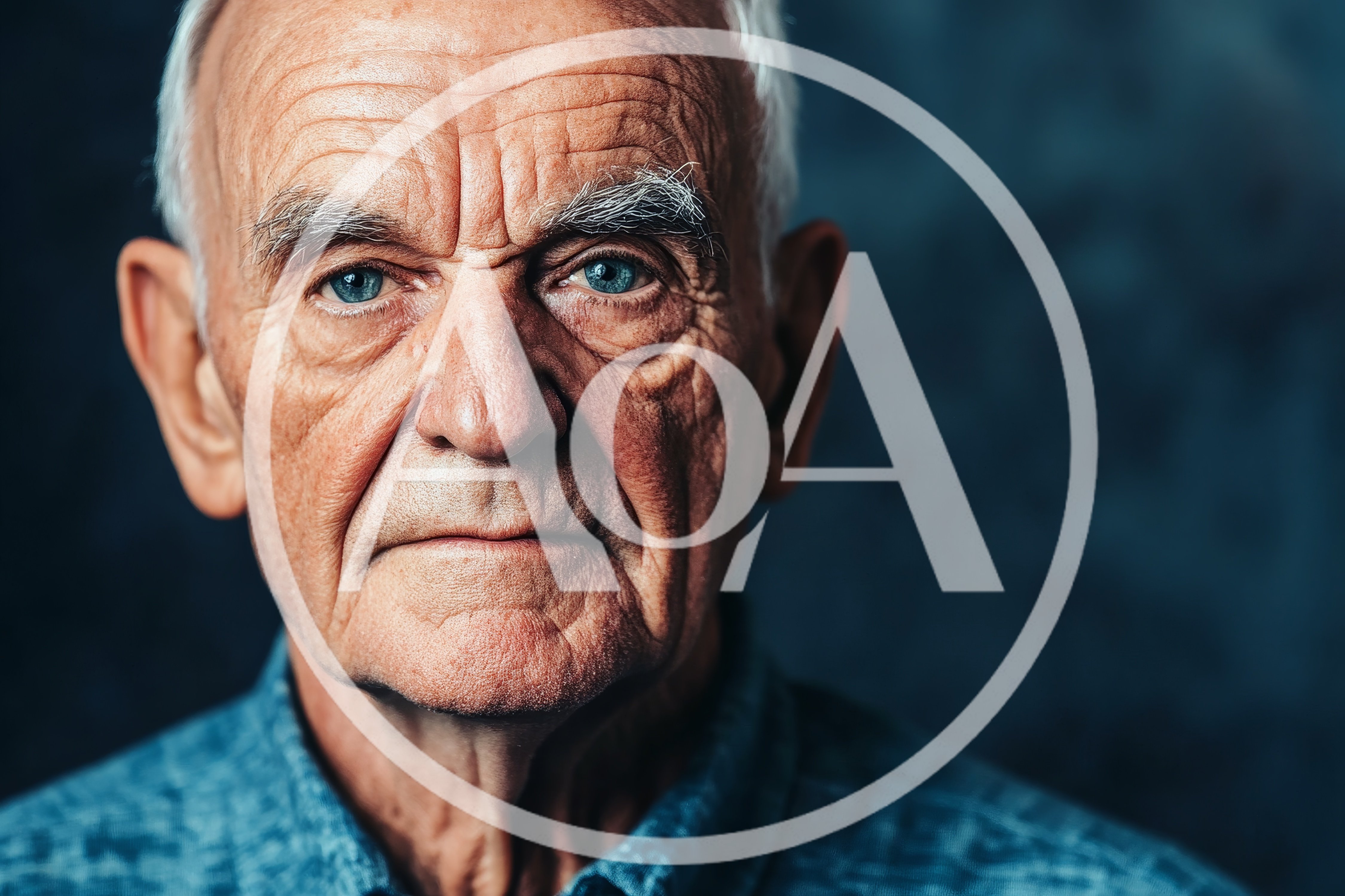 Portrait Of An Elderly Man With Blue Eyes