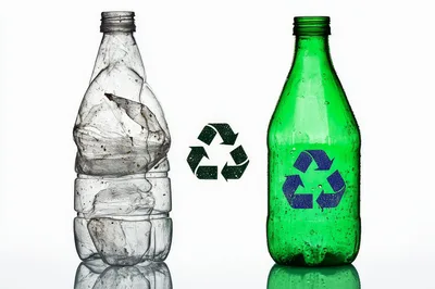 Recycling Concept With Plastic And Glass Bottles