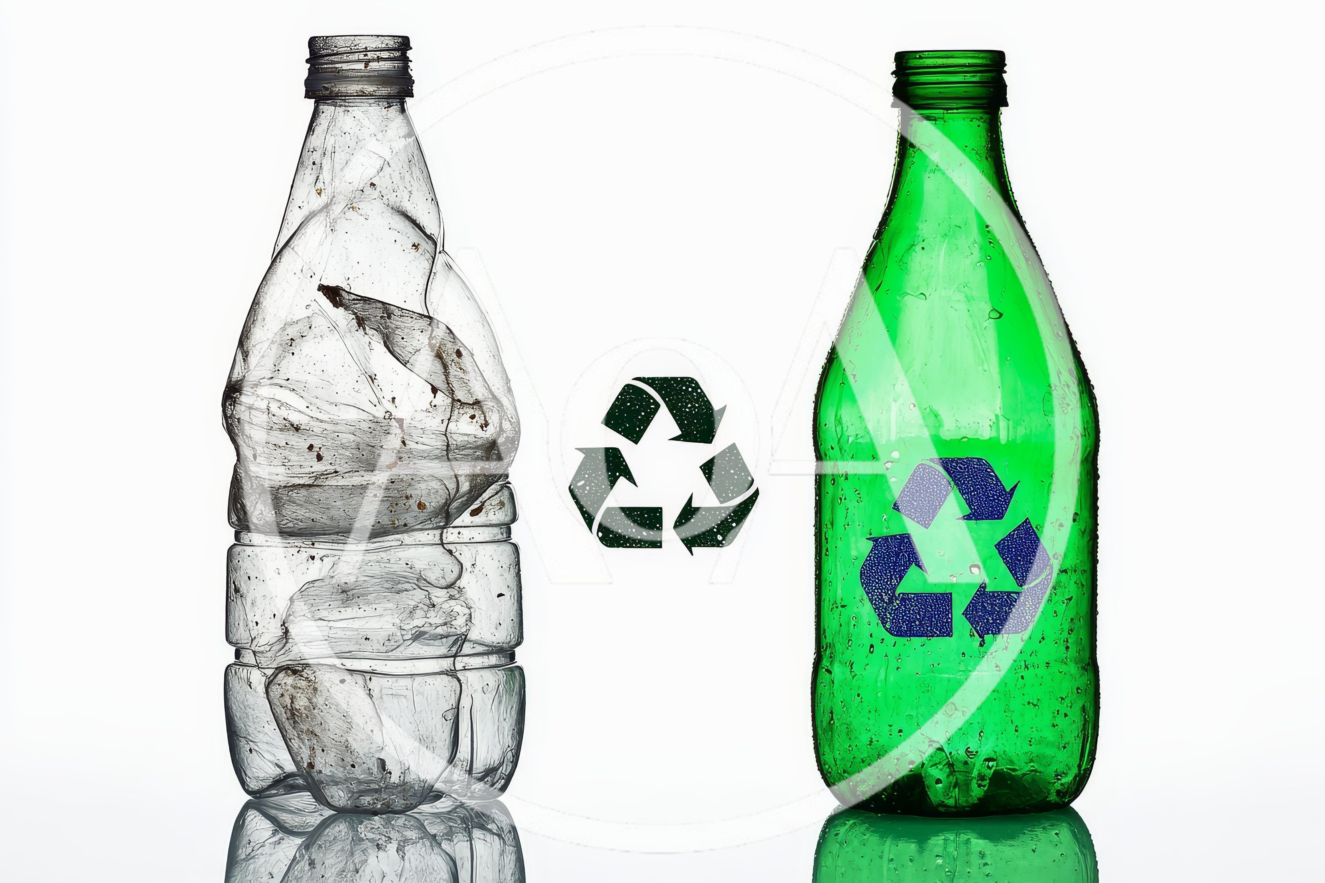 Recycling Concept With Plastic And Glass Bottles