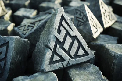 Ancient Stone Pyramids With Carved Runes