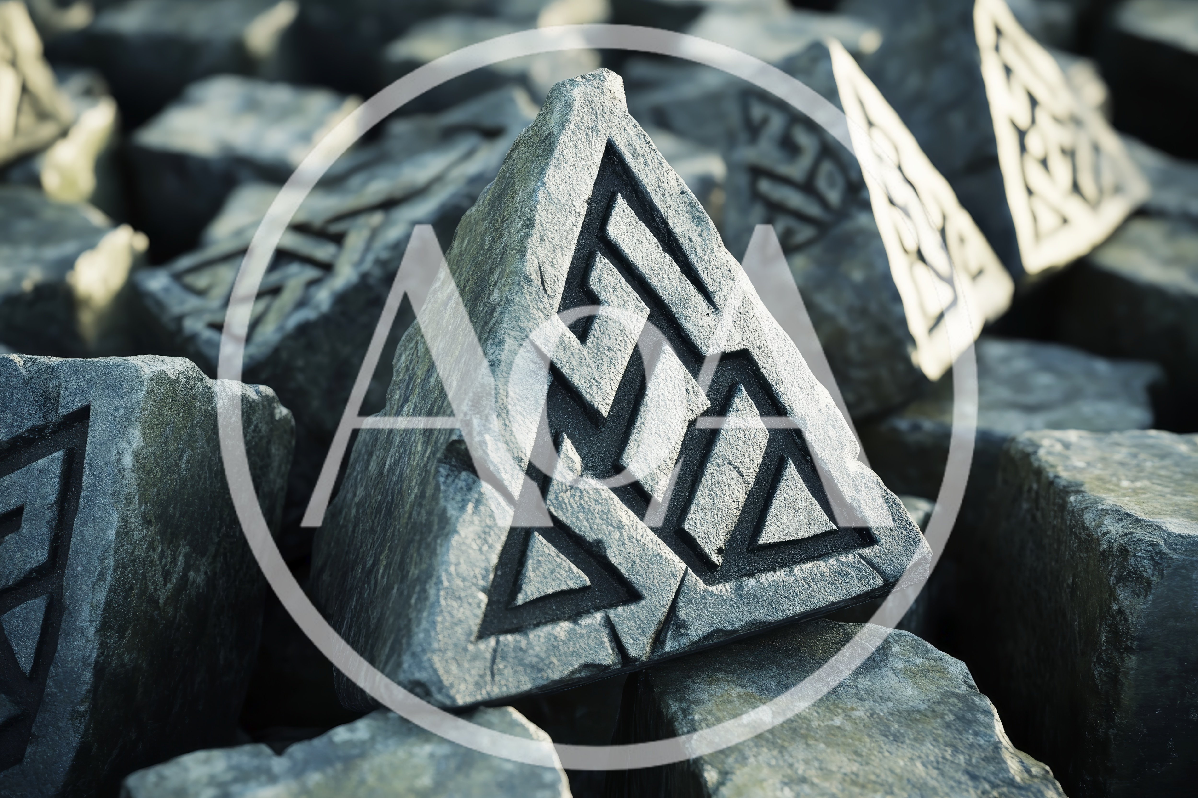 Ancient Stone Pyramids With Carved Runes