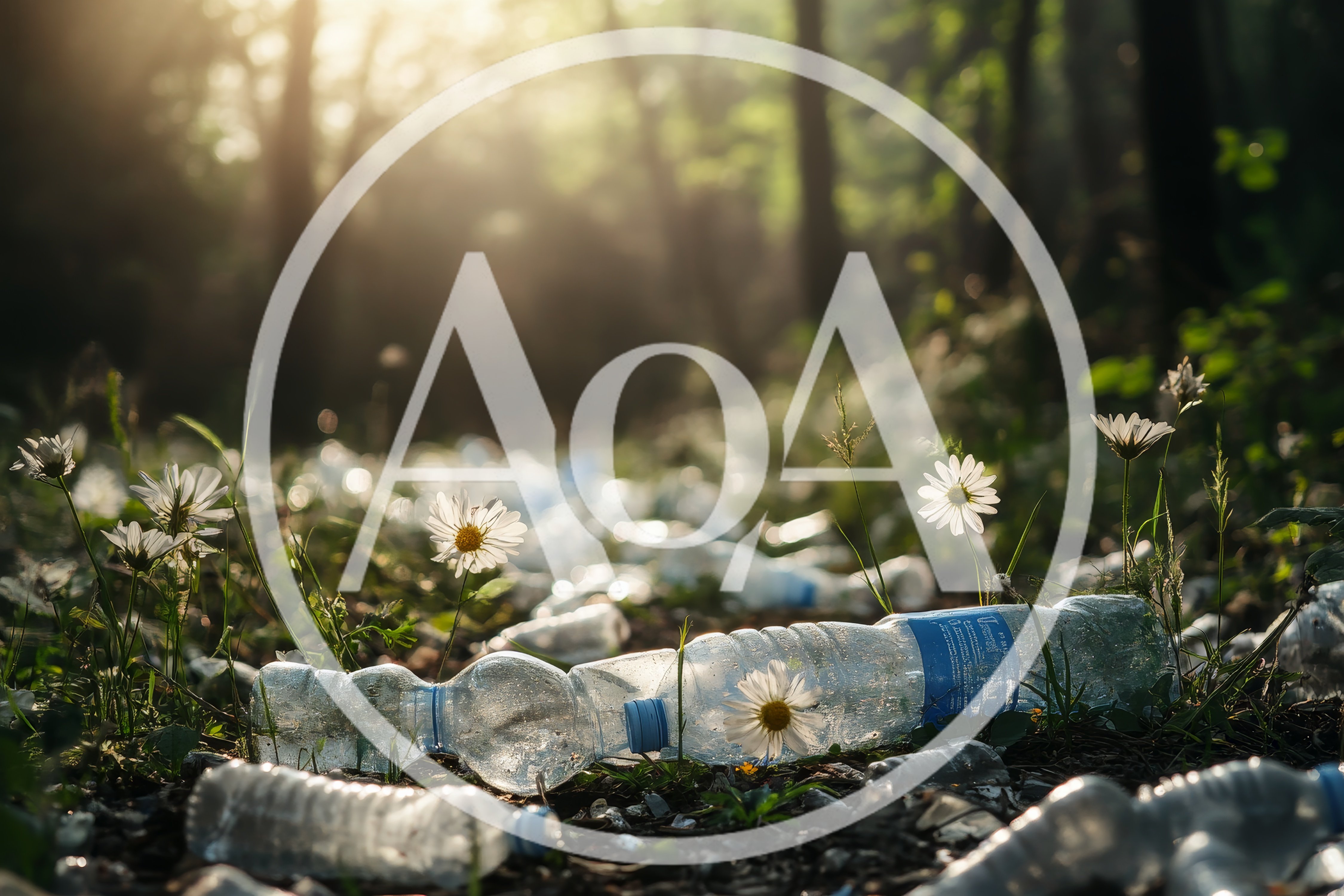 Plastic Bottles Littering A Sunny Forest Floor