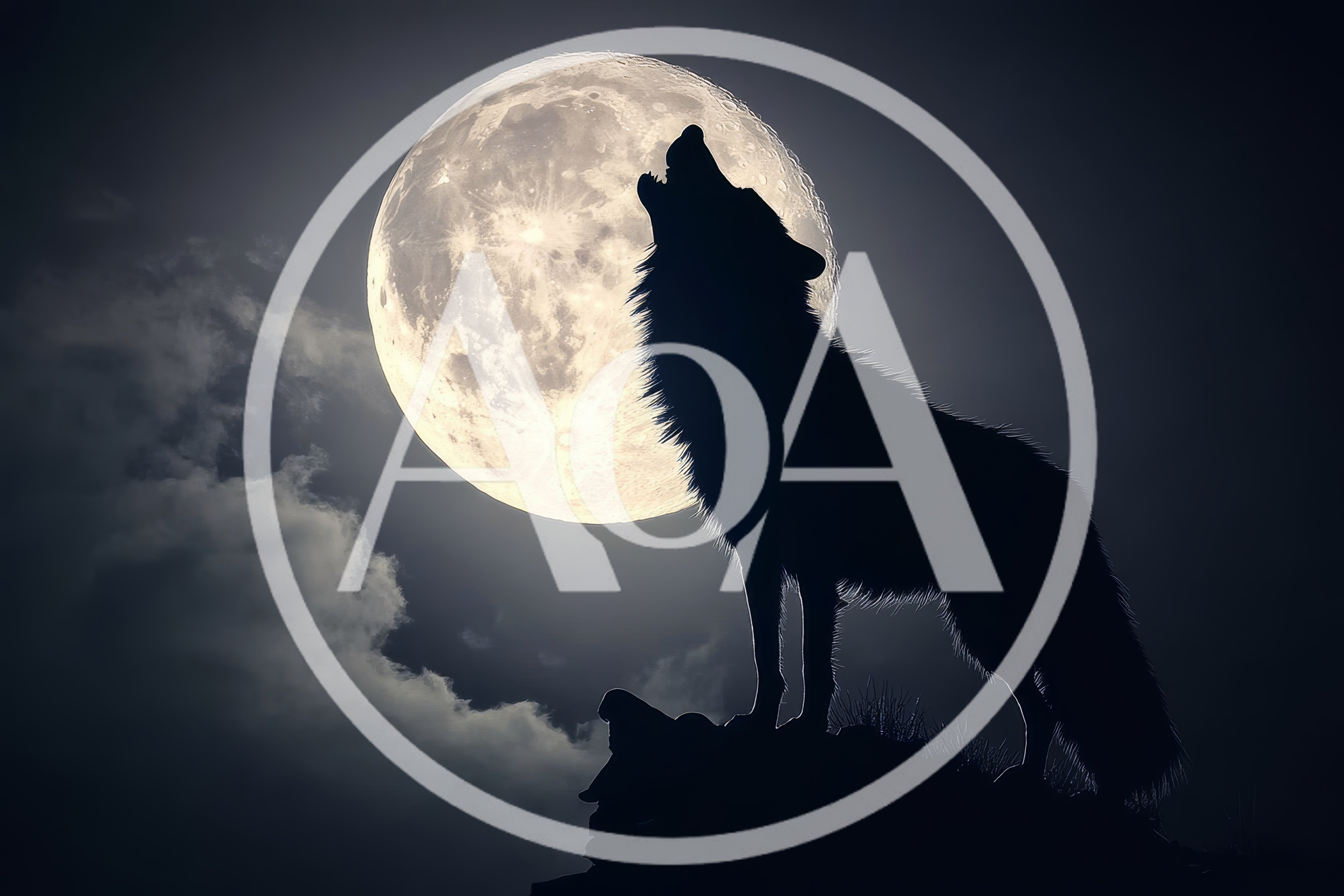Silhouette Of A Wolf Howling At The Full Moon