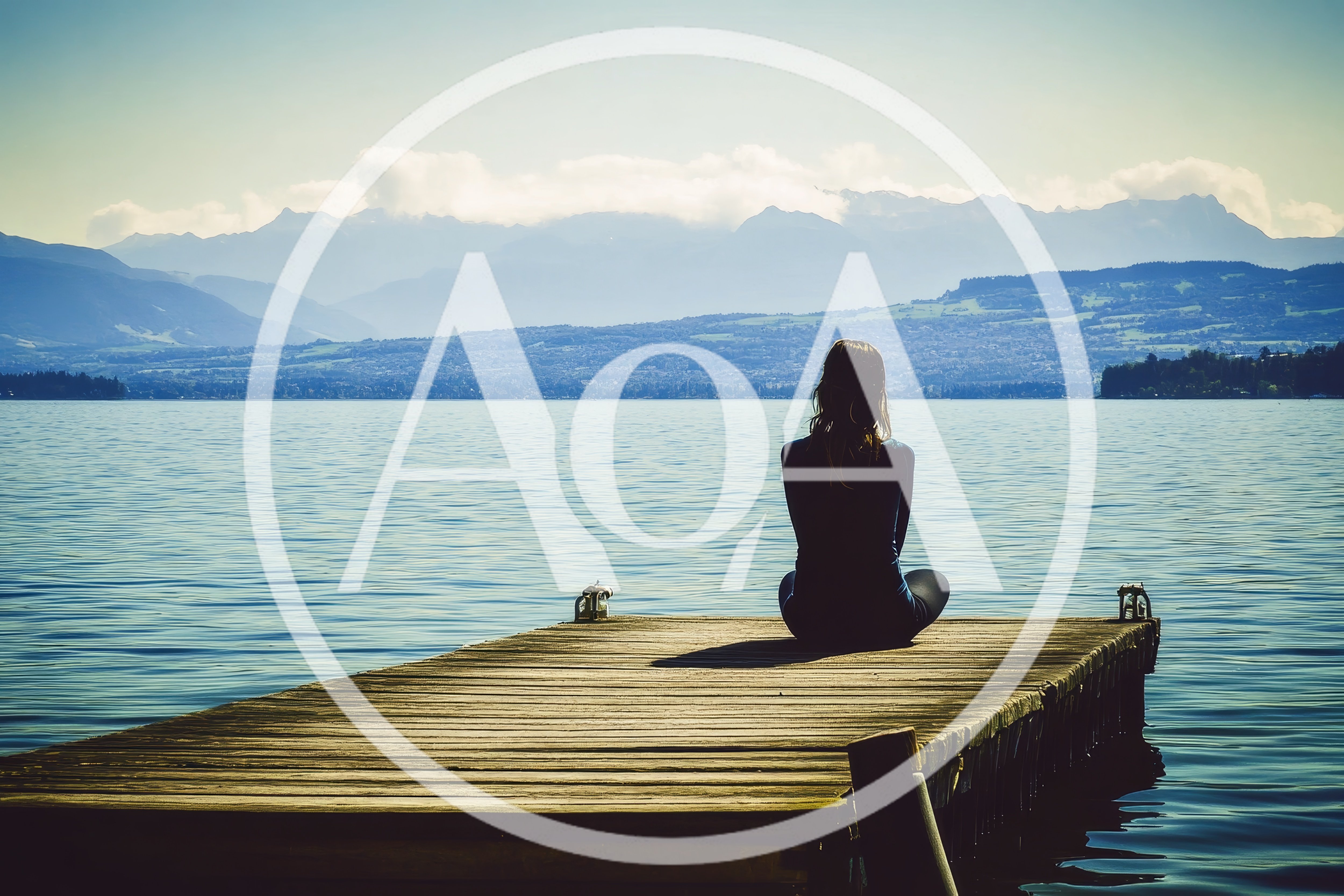 Woman Sitting In Meditation On A Wooden Pier