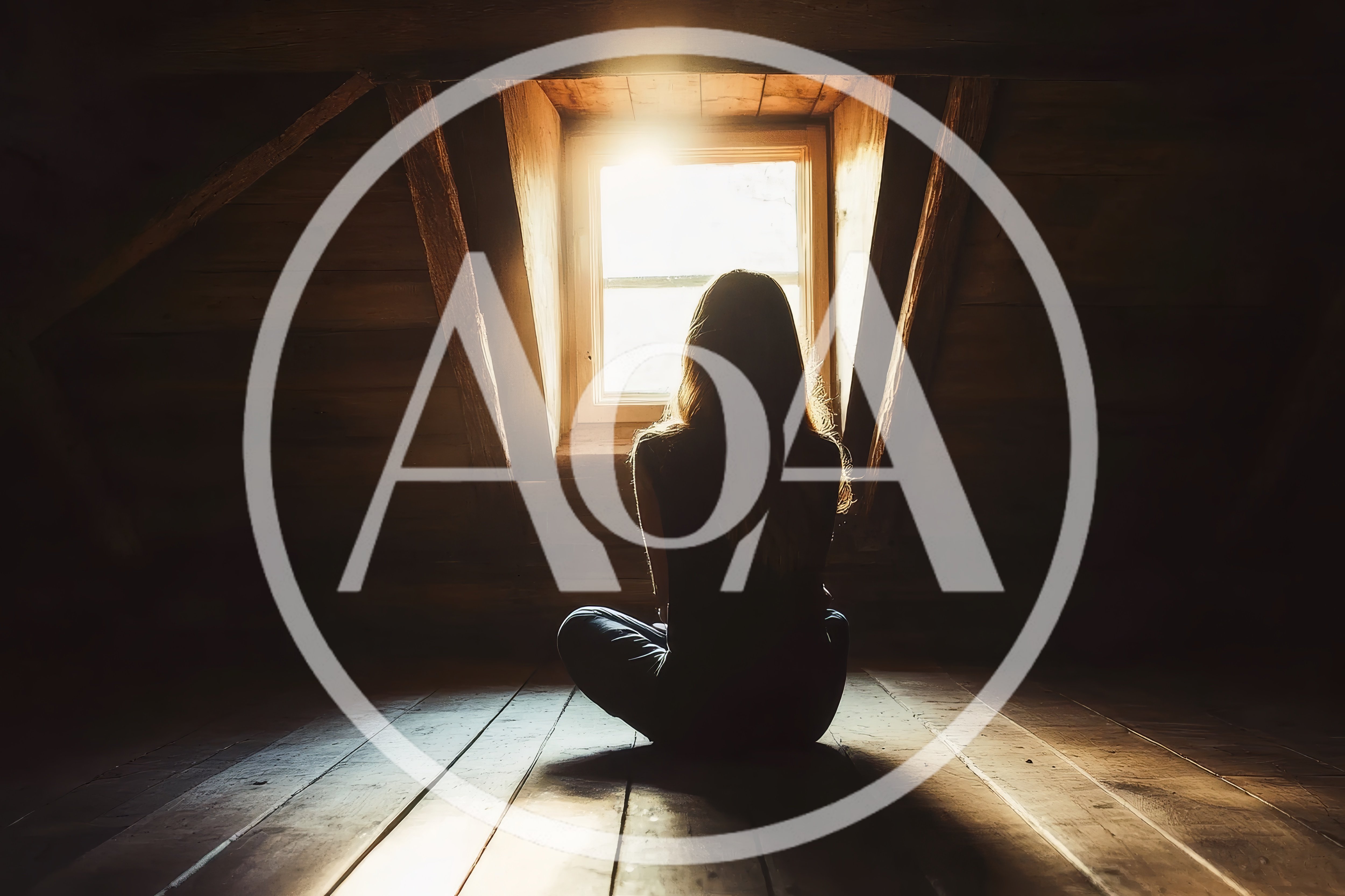 Woman Sitting Alone In A Dark Attic