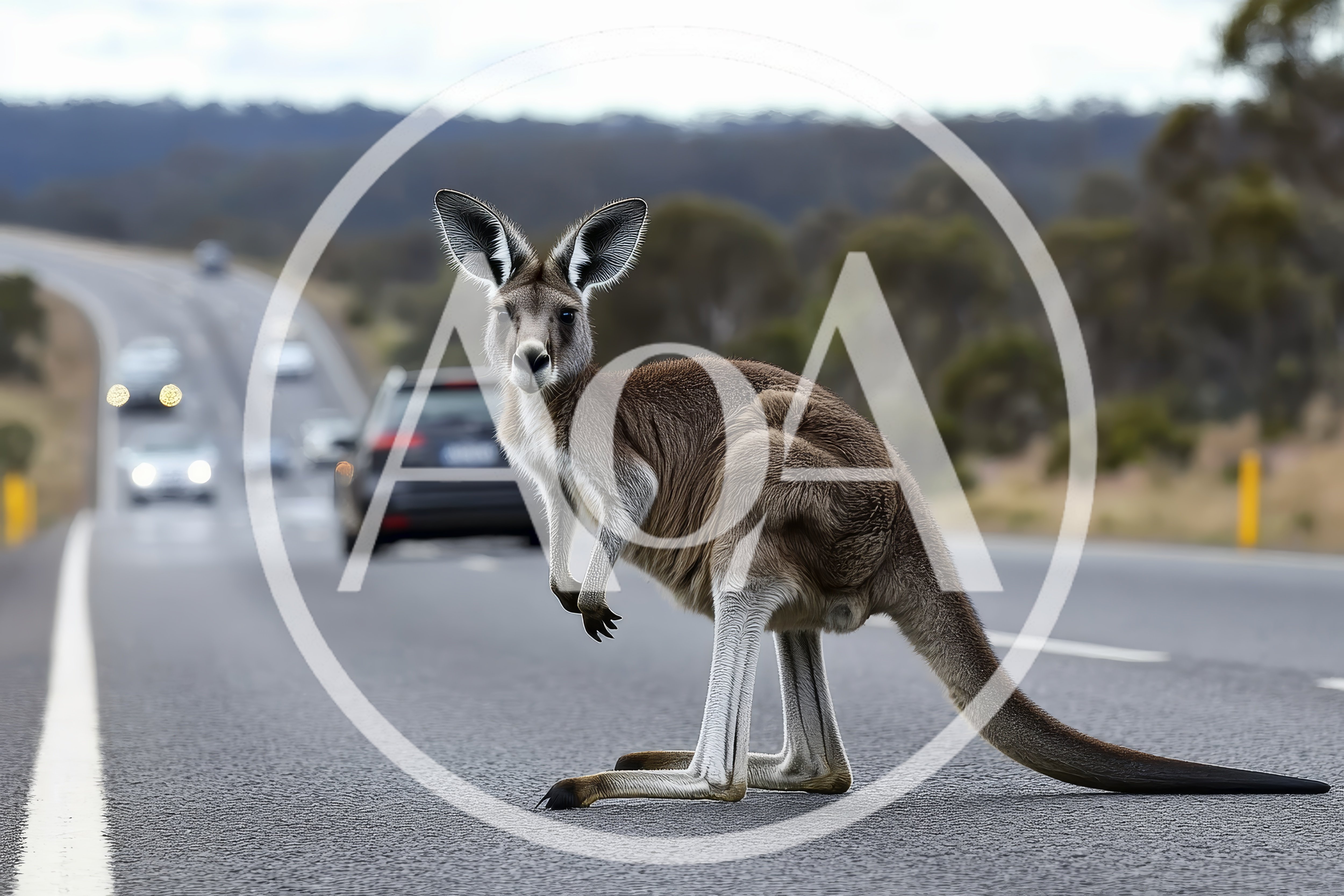 Kangaroo Standing On An Australian Highway