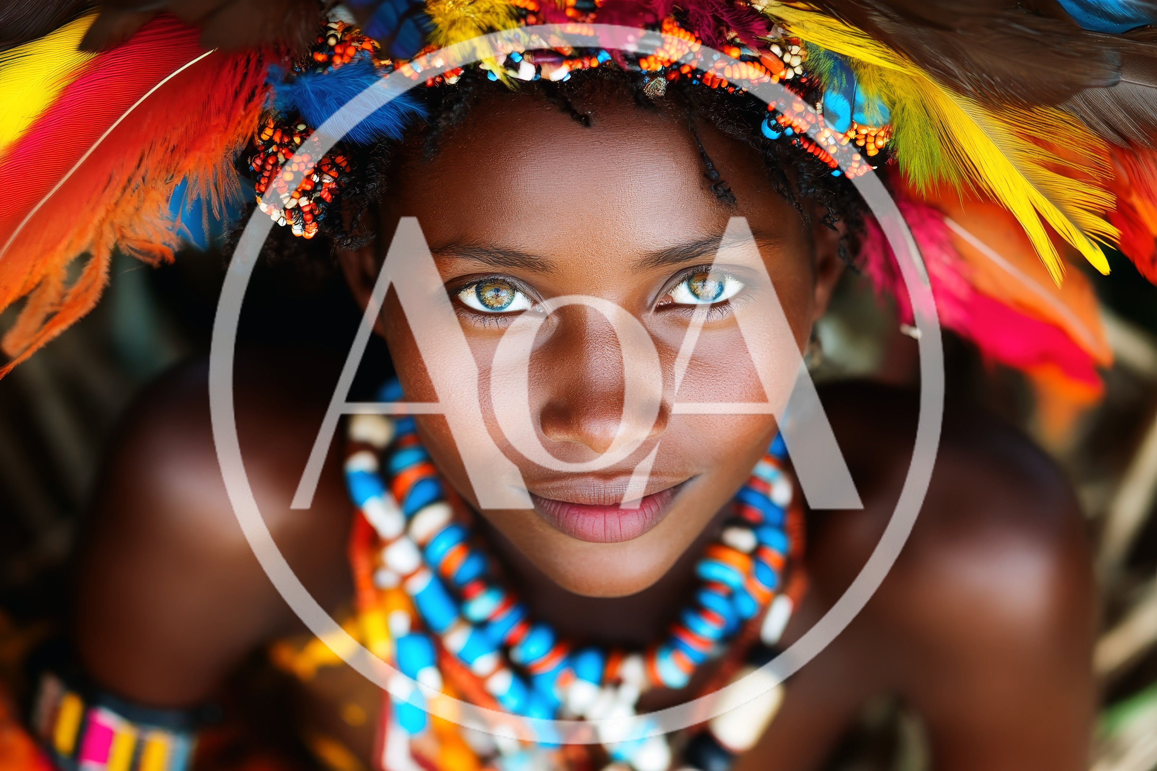 Portrait Of A Young Indigenous Woman With Colorful Headdress
