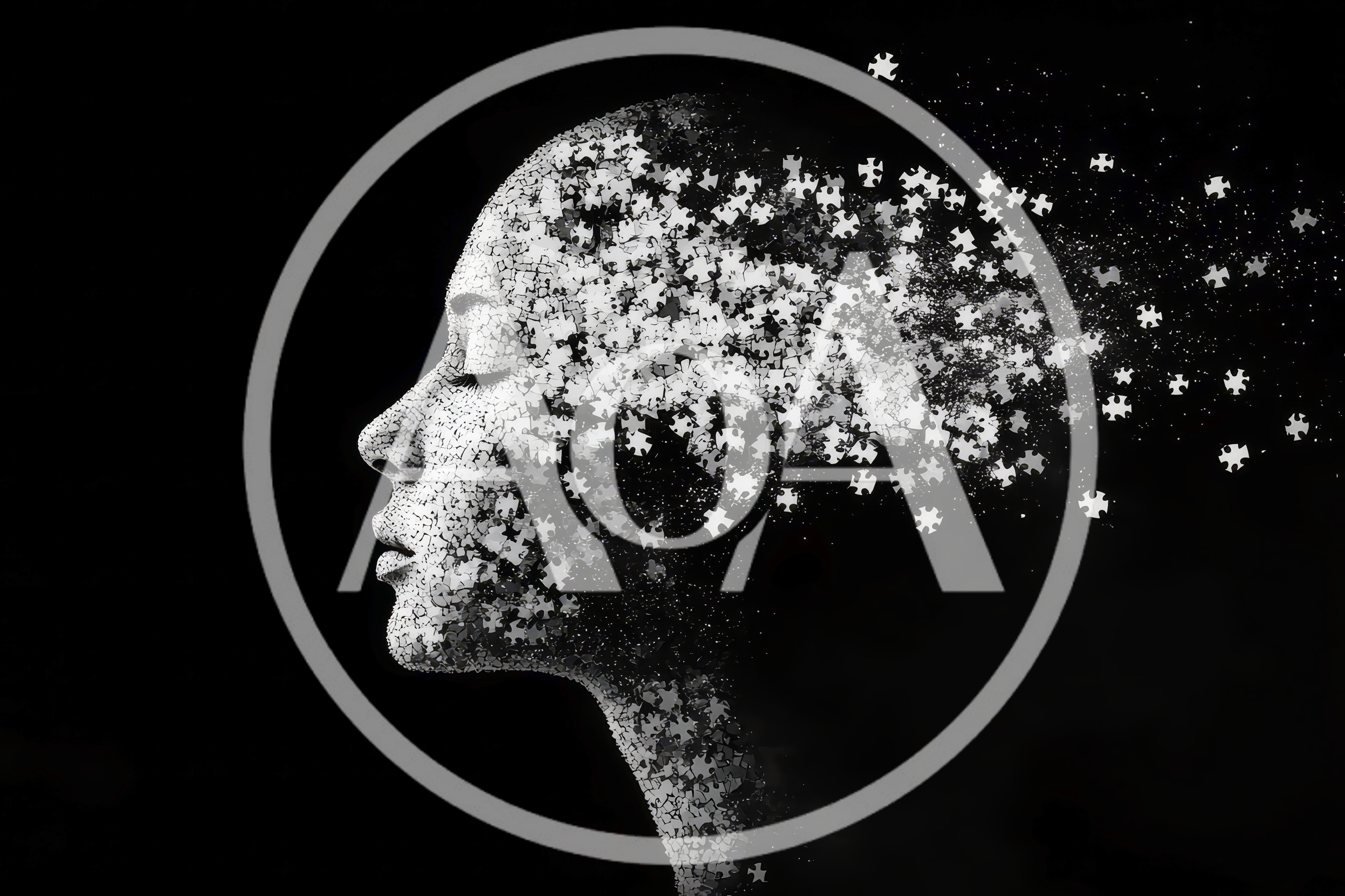 Conceptual Portrait Of A Human Head Made Of Puzzles