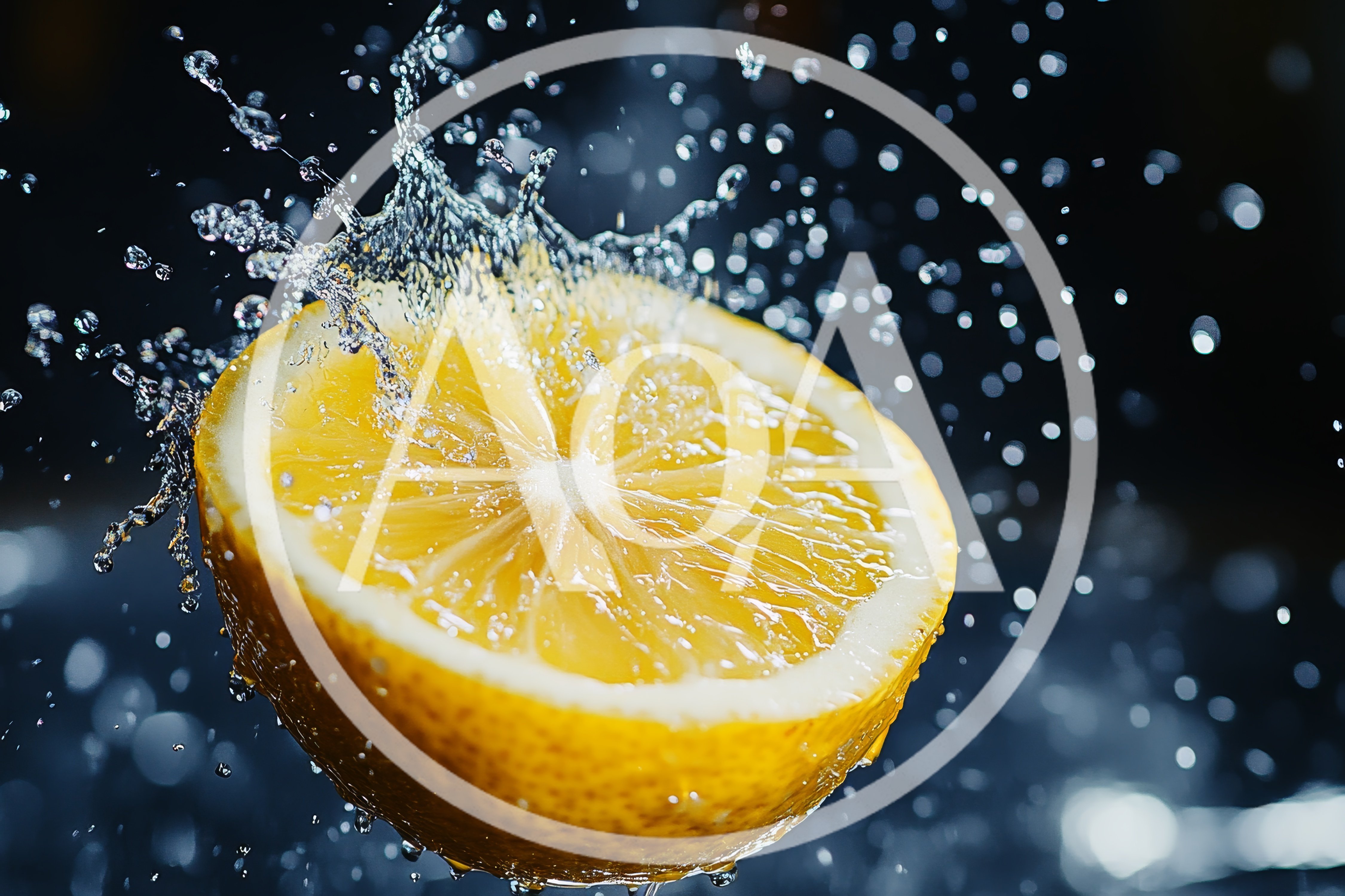 Fresh Lemon Half Splashing In Water
