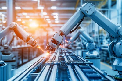 Automated Robotic Arms Performing Precision Industrial Welding