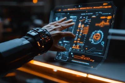 Futuristic Interface Interaction With Holographic Data Display