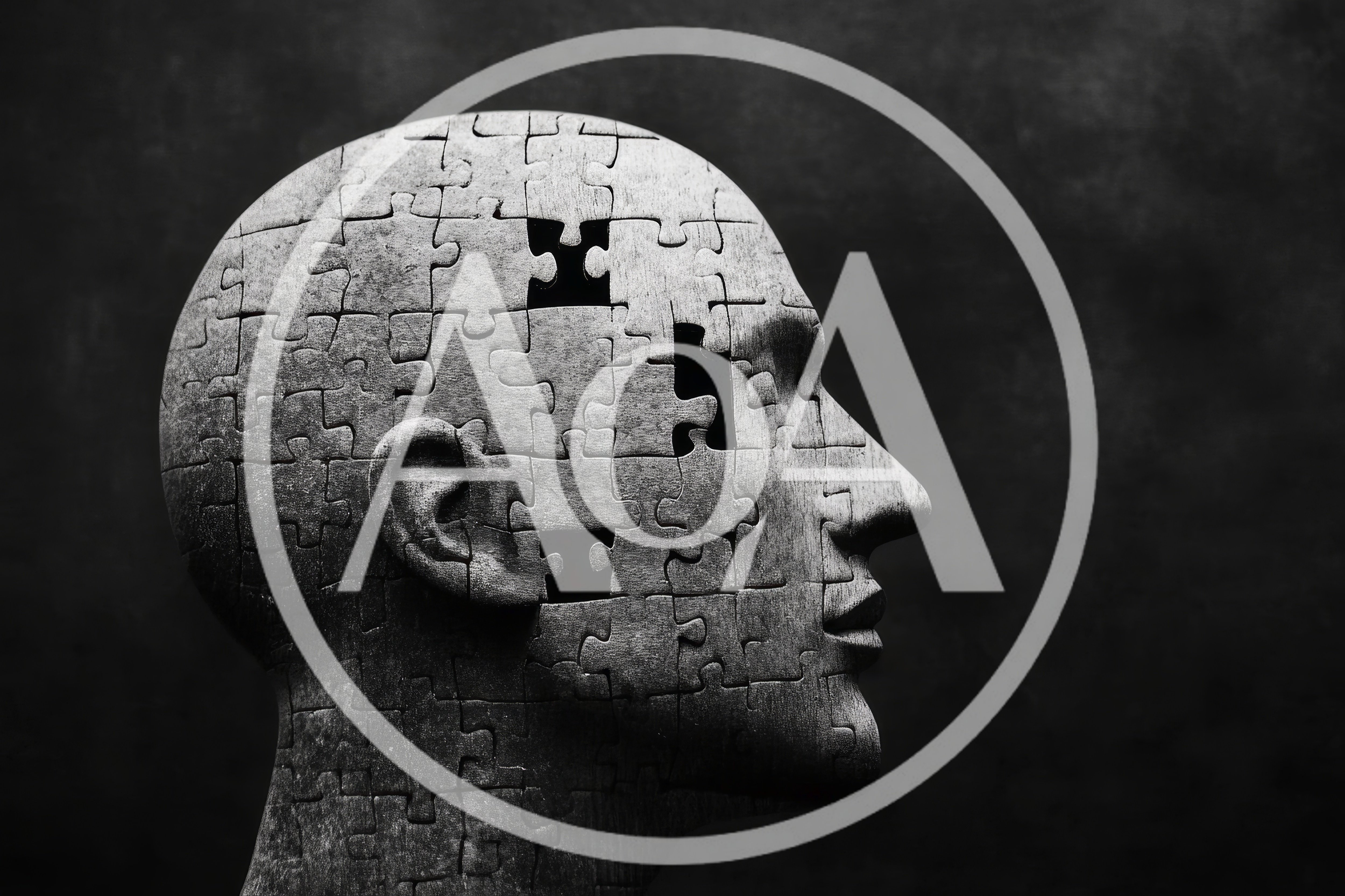 Human Head Sculpture Made Of Jigsaw Puzzle Pieces