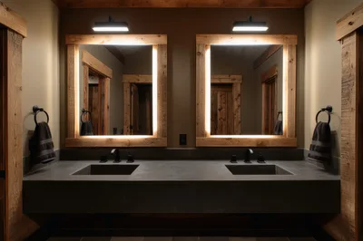 Modern Rustic Double Vanity Bathroom Interior