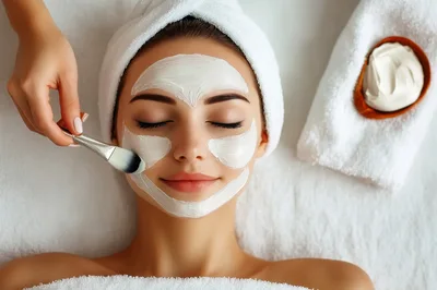 Woman Receiving A Professional Facial Treatment In A Spa