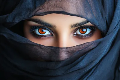 Close Up Portrait Of A Woman Wearing A Hijab