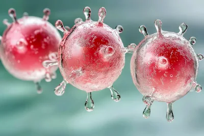 3D Rendered Coronavirus Particles Floating In Space