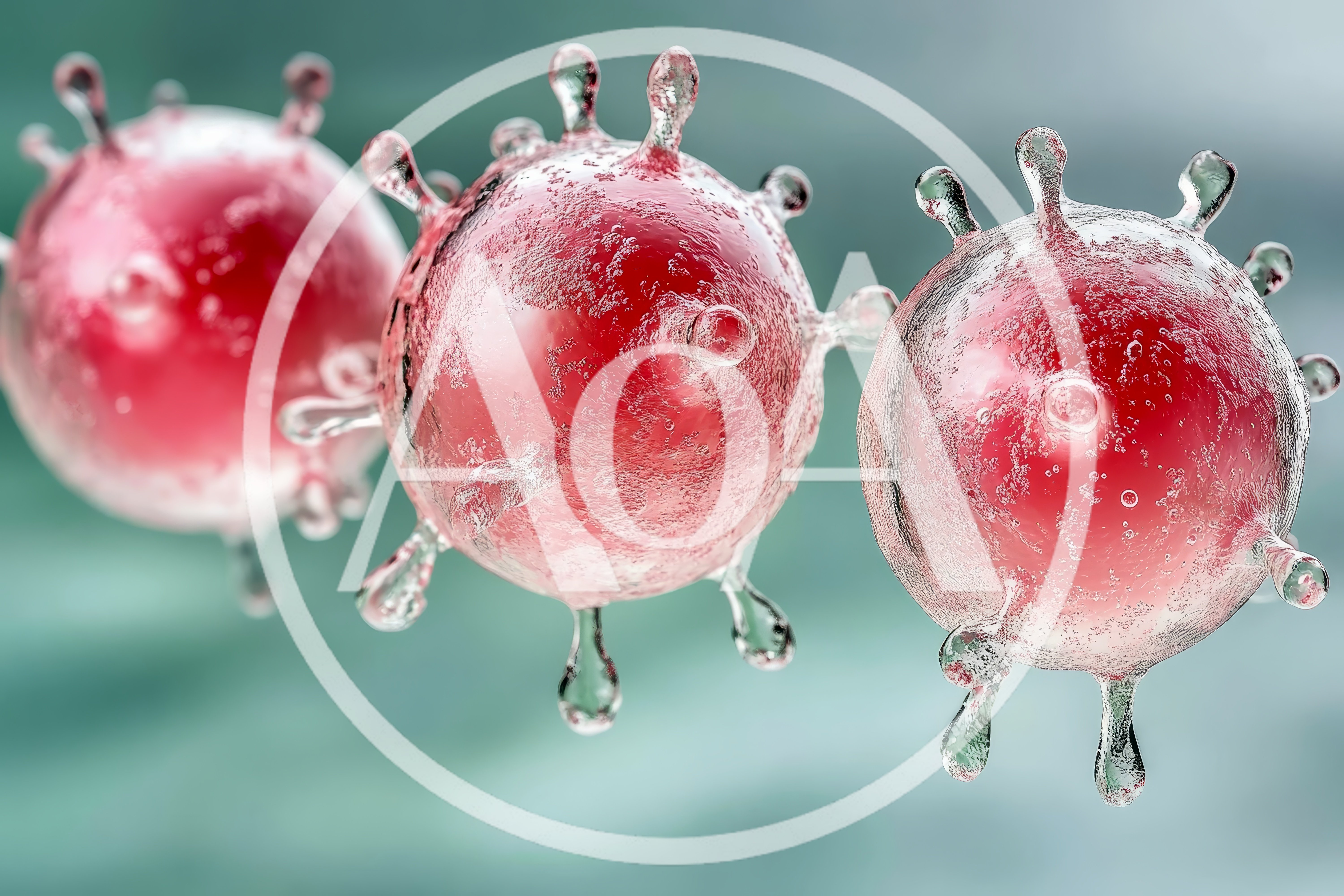 3D Rendered Coronavirus Particles Floating In Space