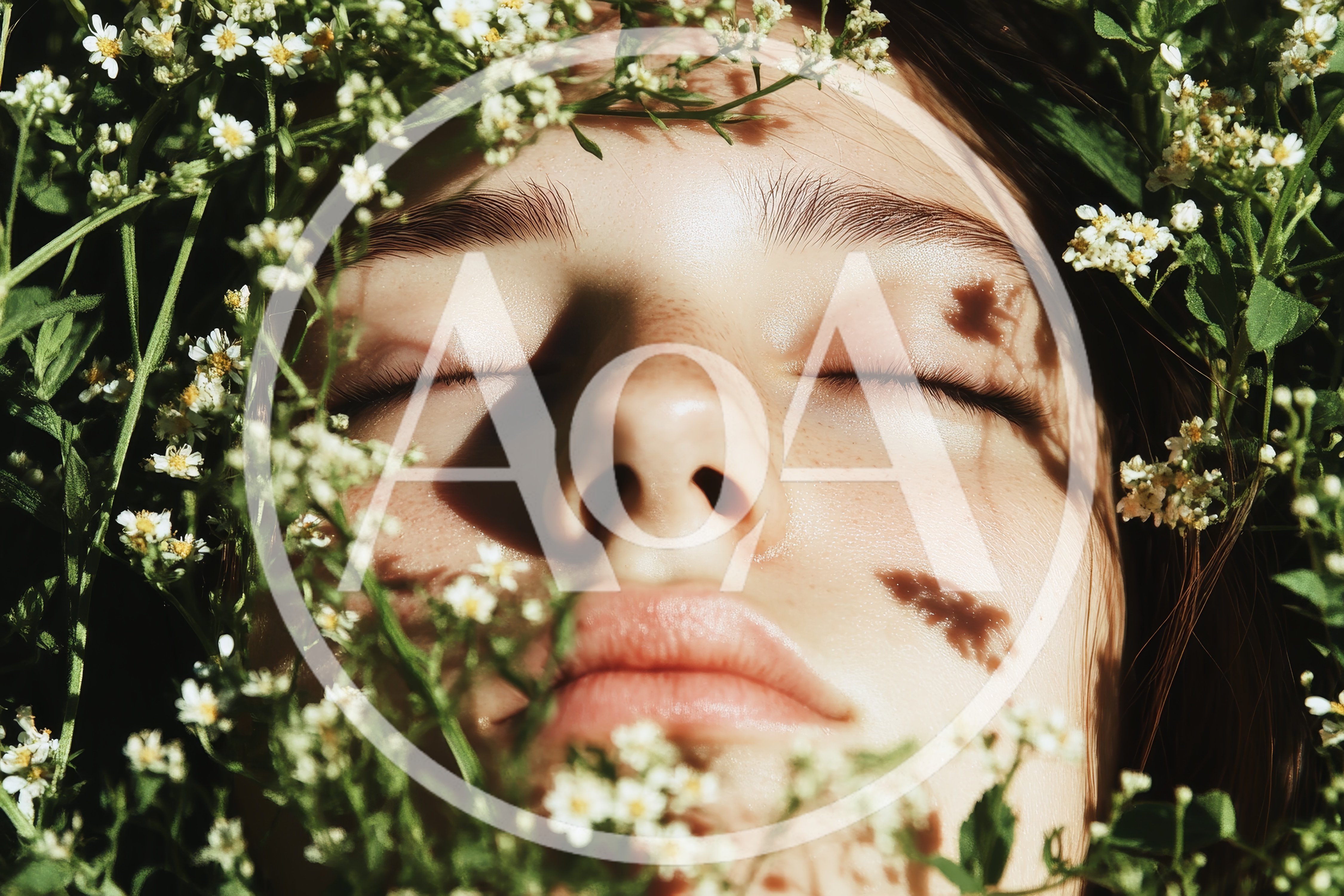 Young Woman Resting Among Wildflowers In Sunlight