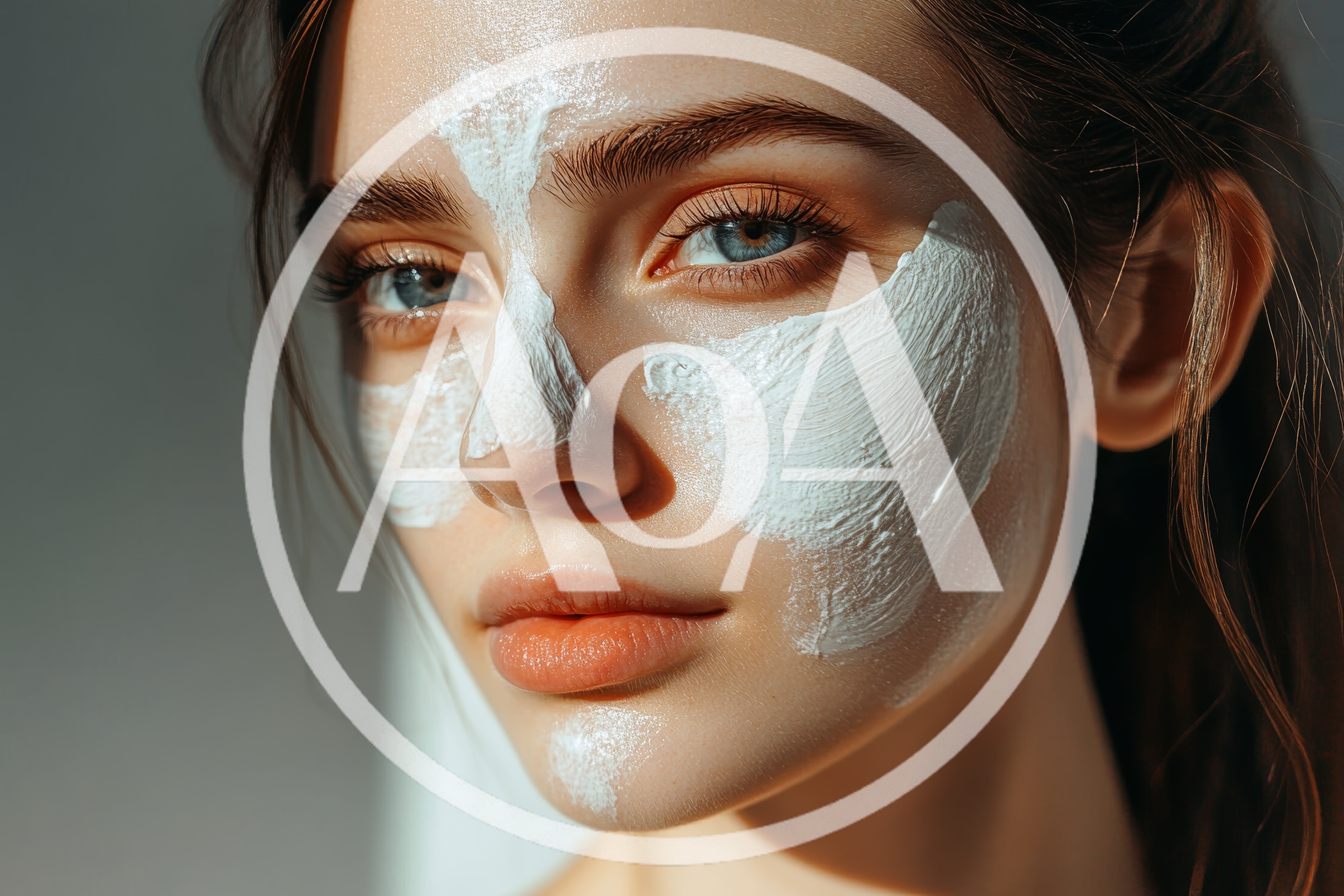 Young Woman Applying White Facial Clay Mask