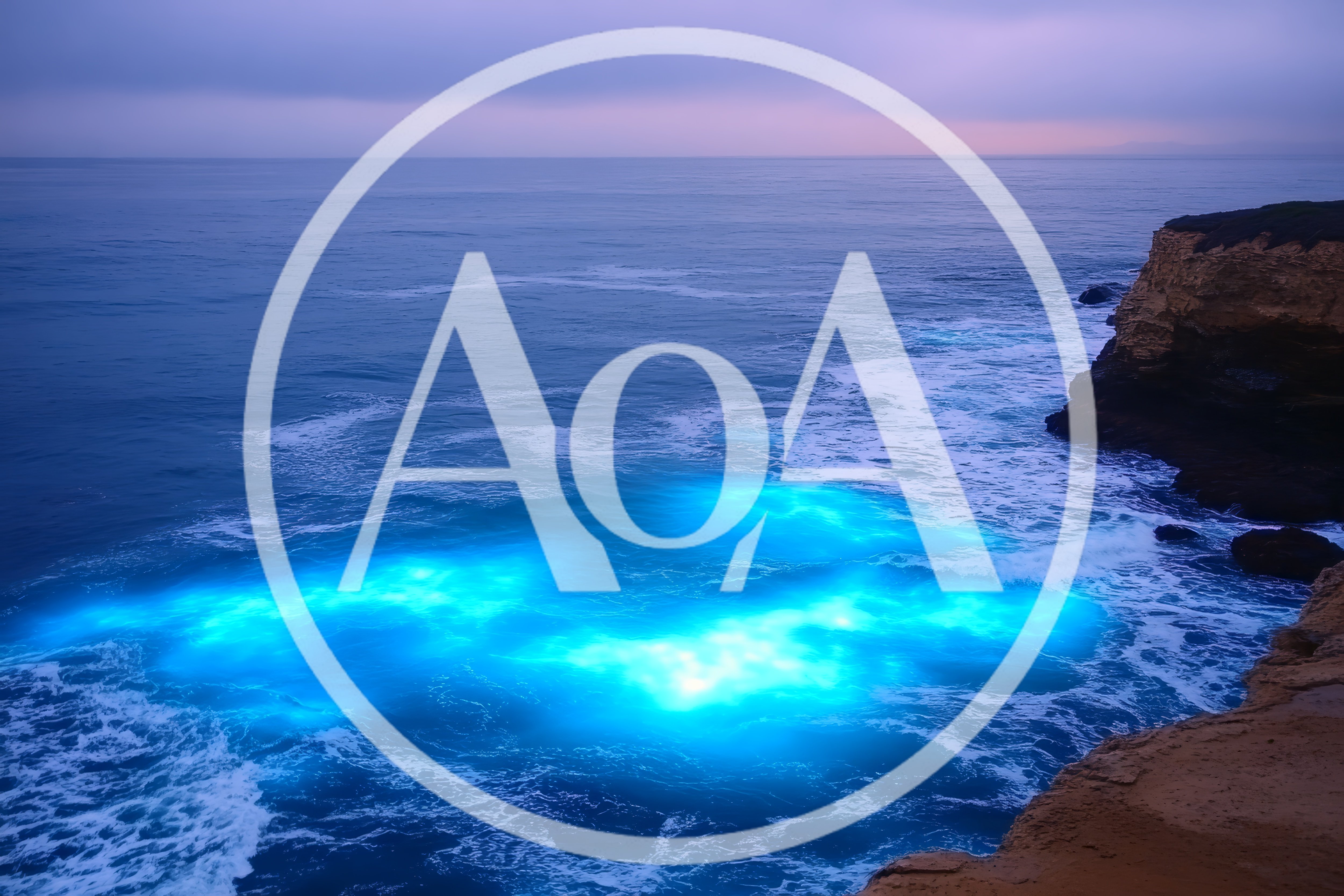 Bioluminescent Waves Crashing Against Coastal Cliffs