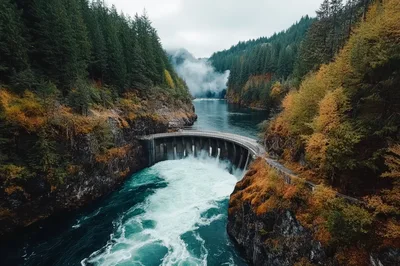 Aerial View Of The Cushman Dam In Washington State