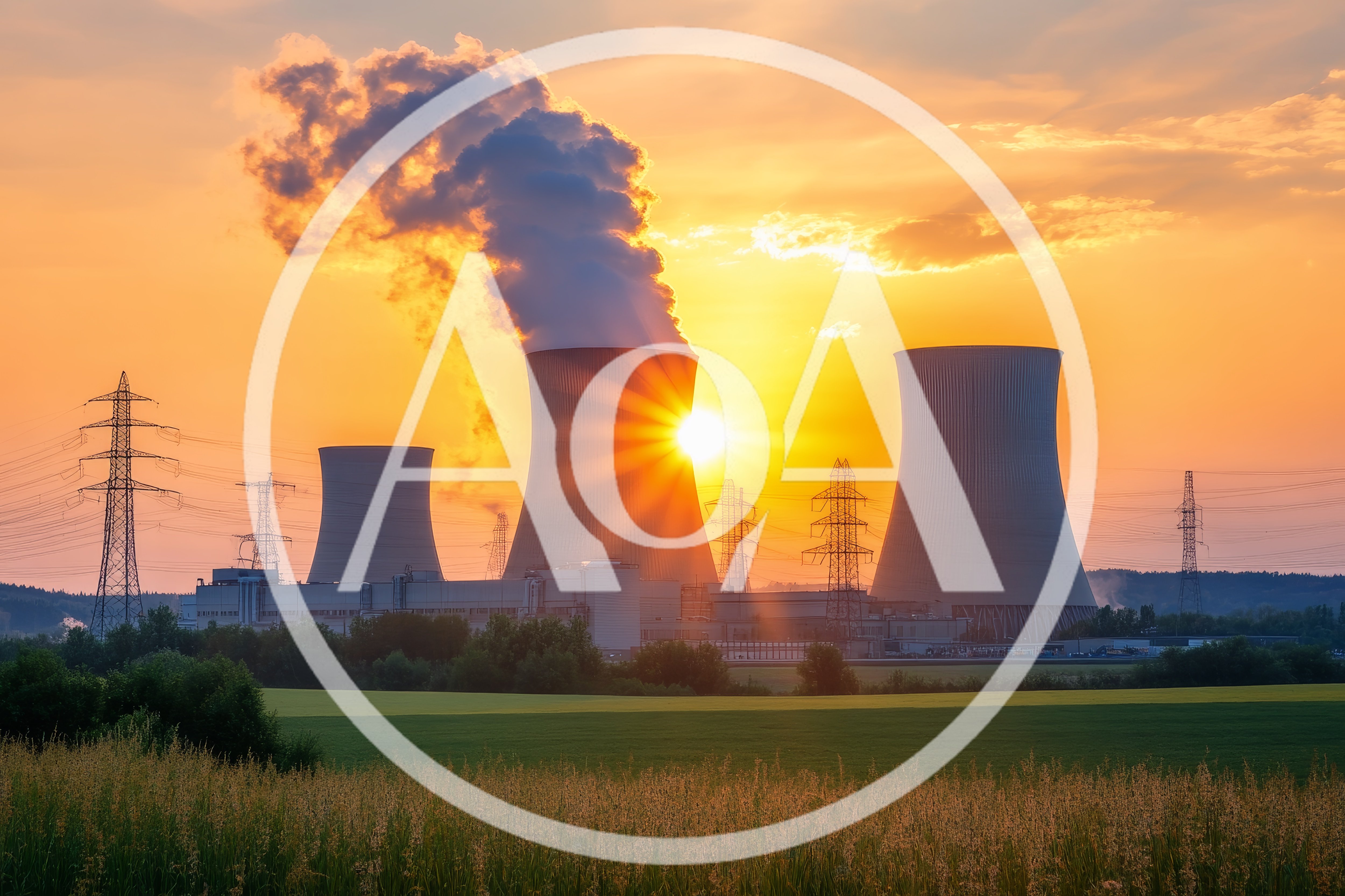 Nuclear Power Plant Cooling Towers At Sunset
